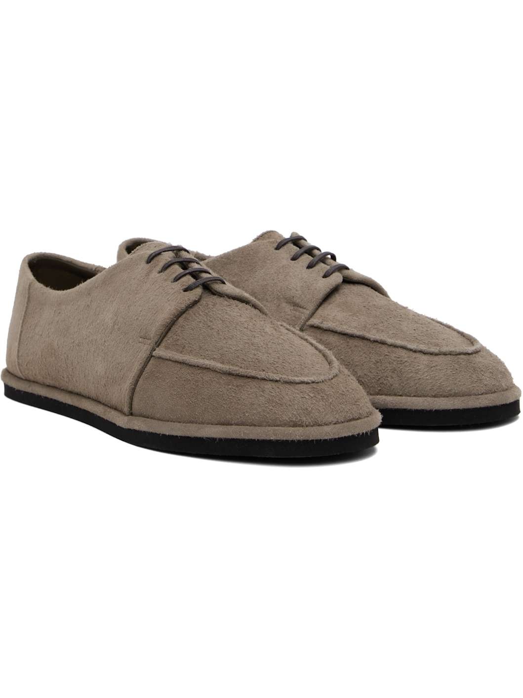 AURALEE Beige Suede Oxfords ssense REVERSIBLE