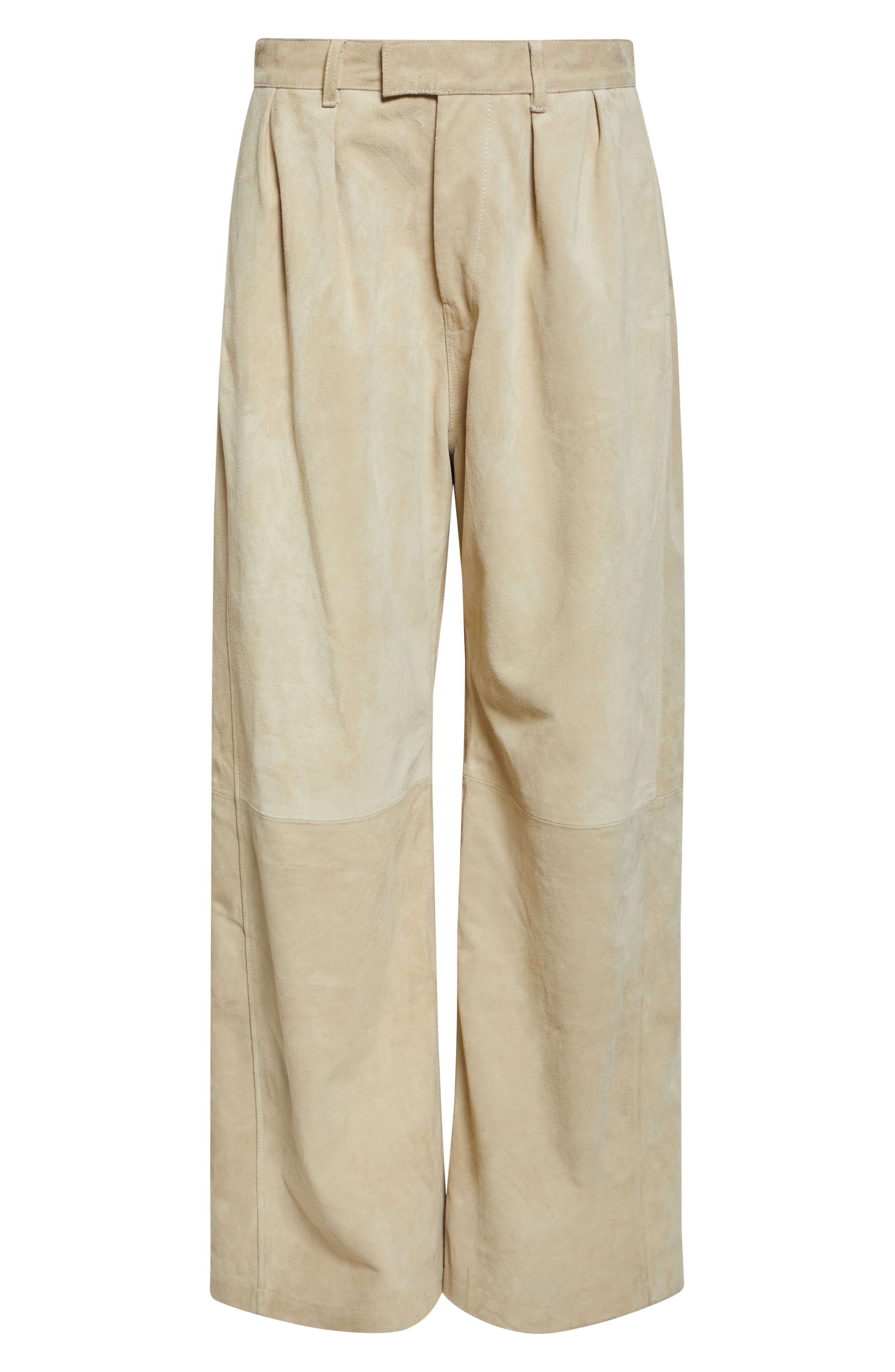 R13 Pleated Wide Leg Suede Pants in Stone at Nordstrom - 6