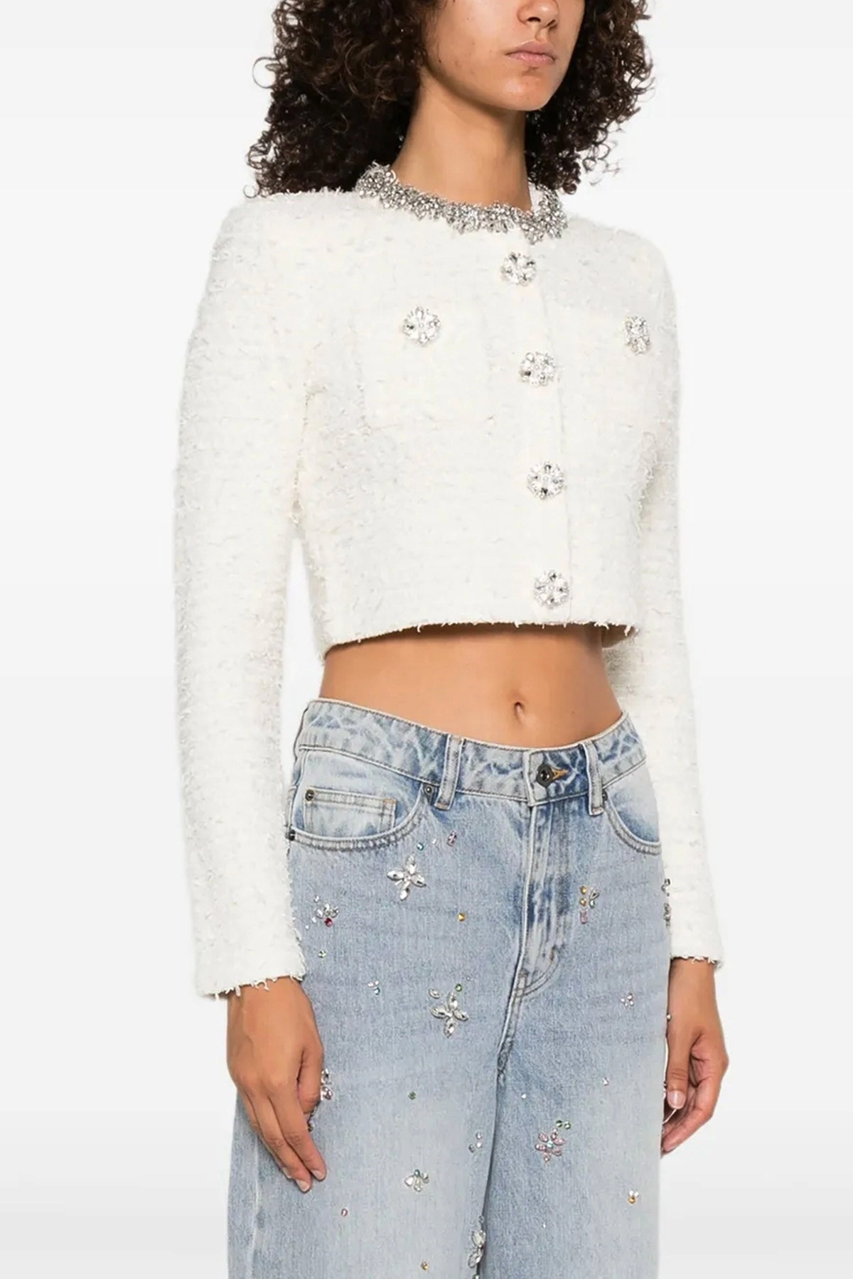 'Cream Textured Knit' cardigan - 2