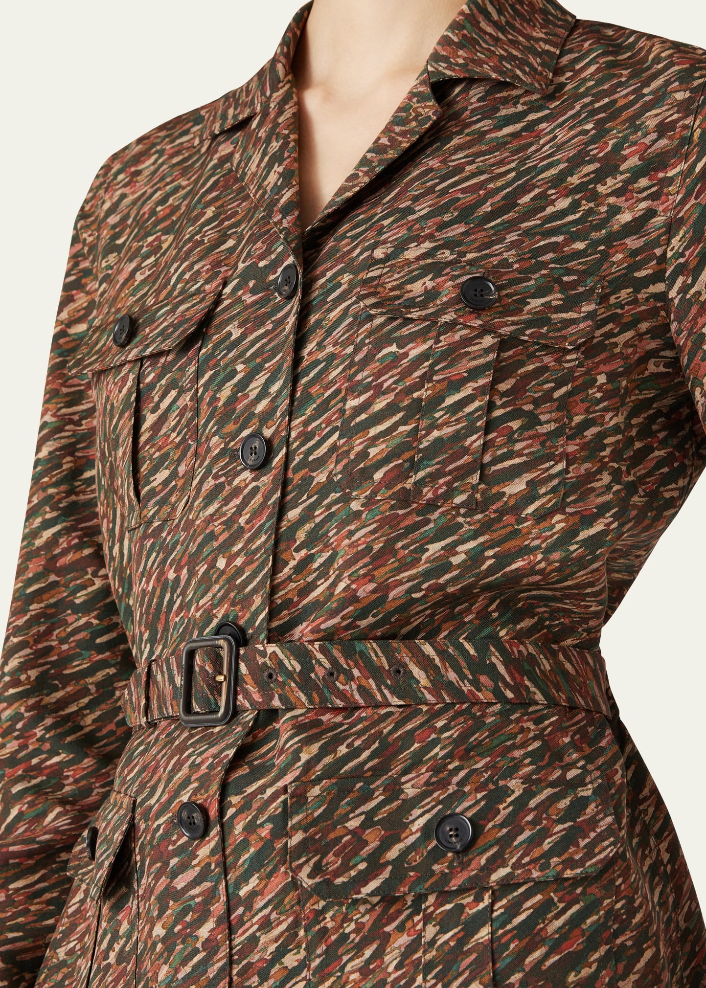 Deanna Belted Andre-Print Shirt Jacket - 5