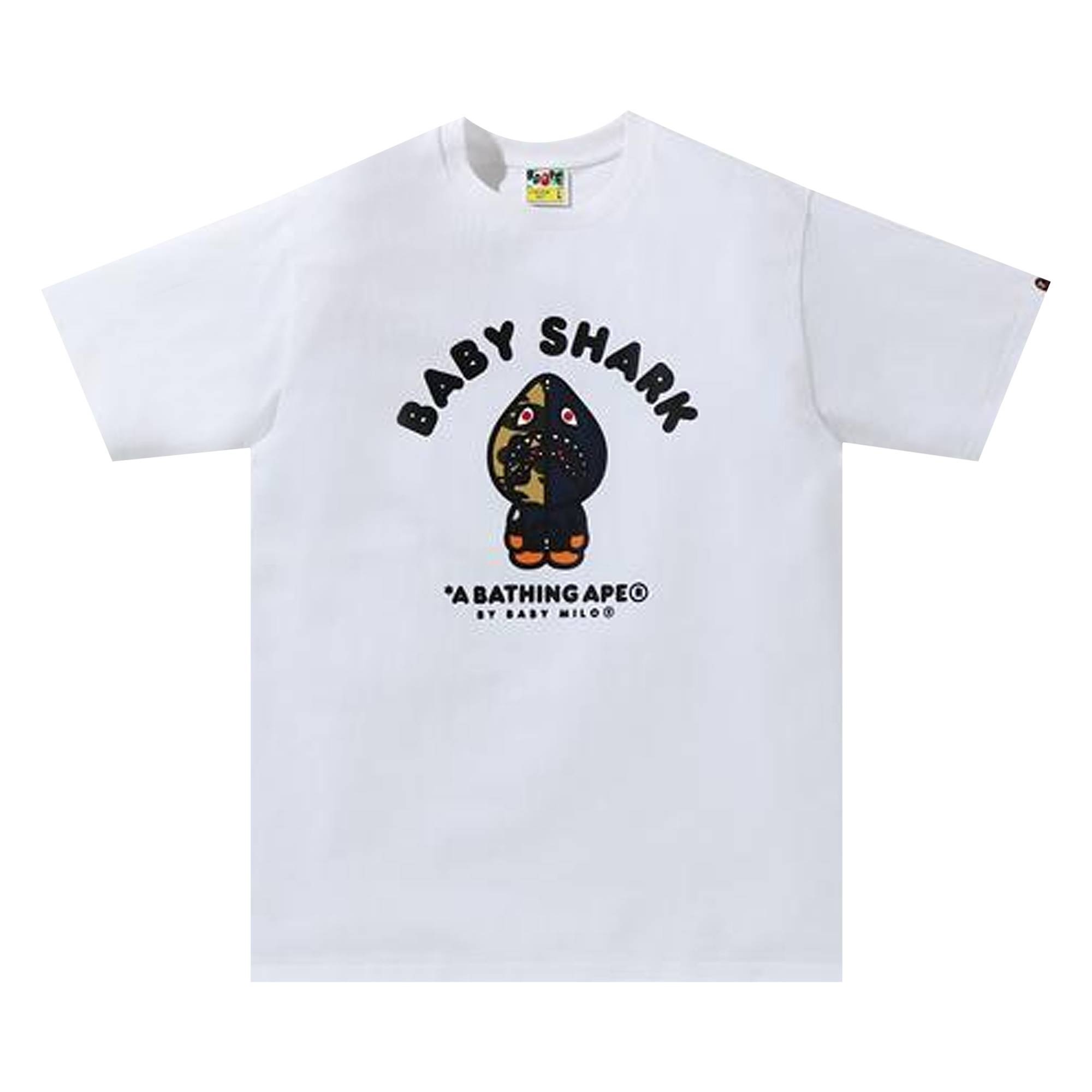 BAPE Baby Milo Shark College Tee 'White/Navy' - 1