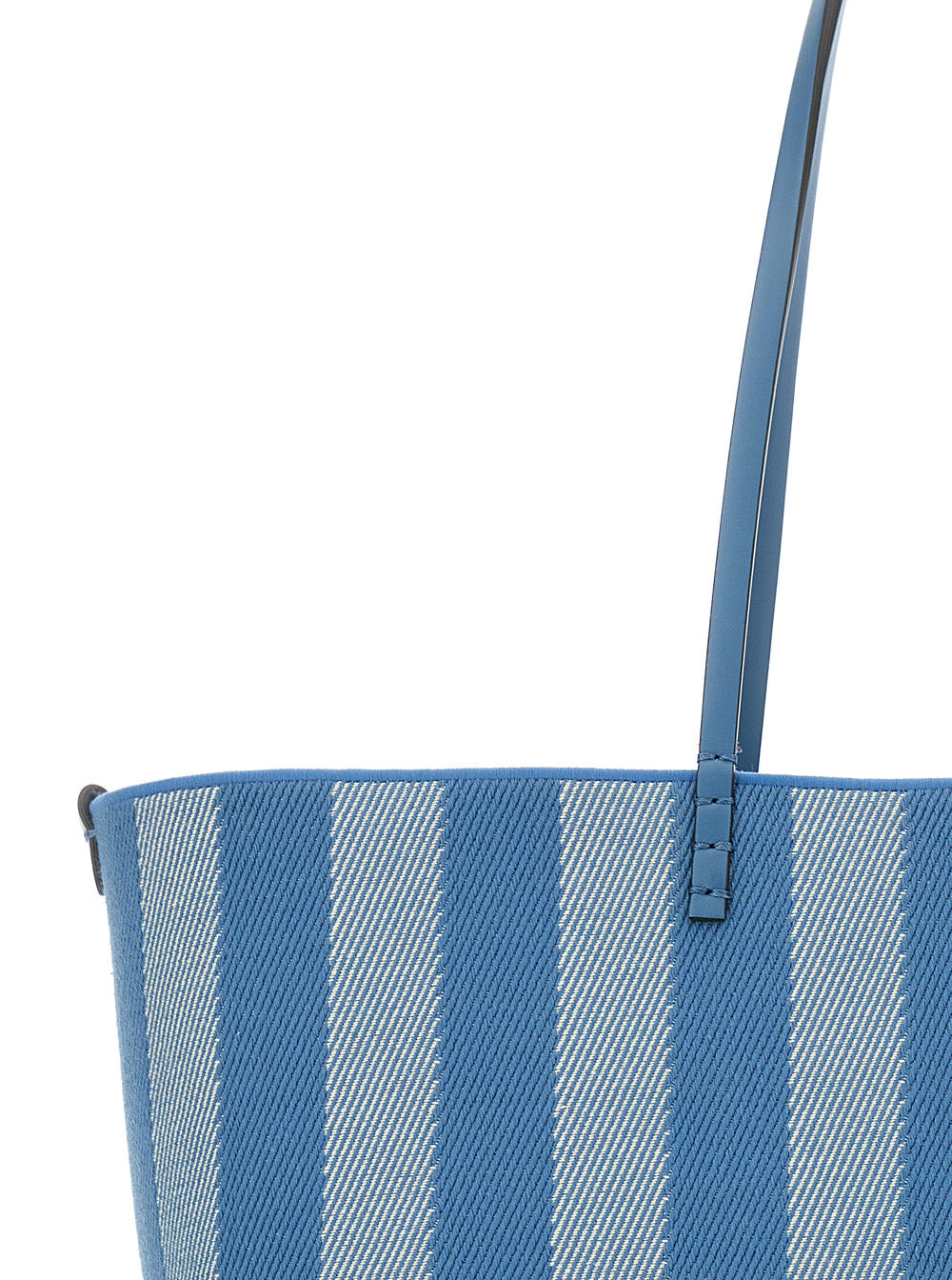 Fendi Women 'Roll Large' Blue Shopper With Reversible Design And All-Over Striped Motif In Cotton Wo - 5