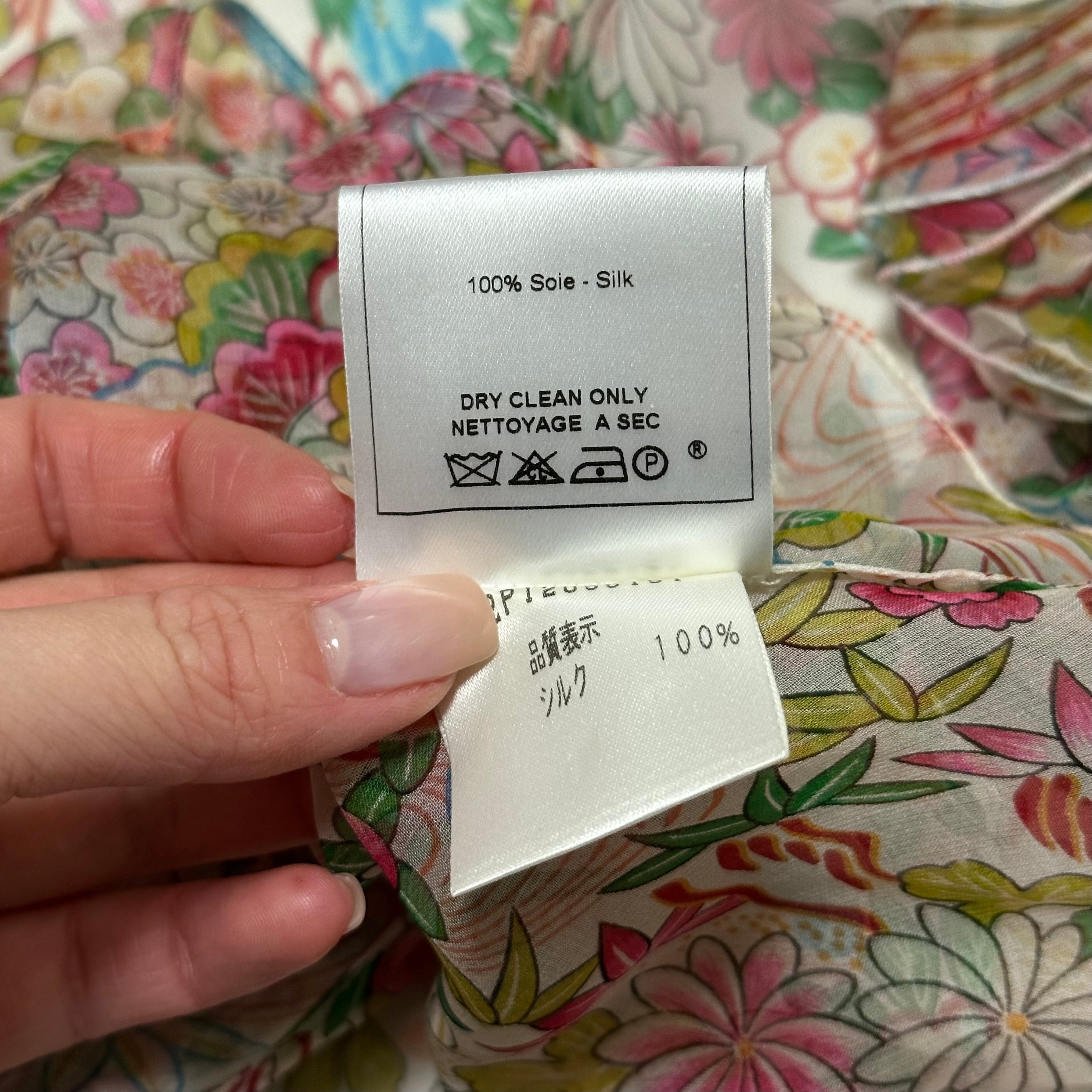 CHRISTIAN DIOR Spring Summer 2002 Floral Print Silk Chiffon Wrap Shirt - 8