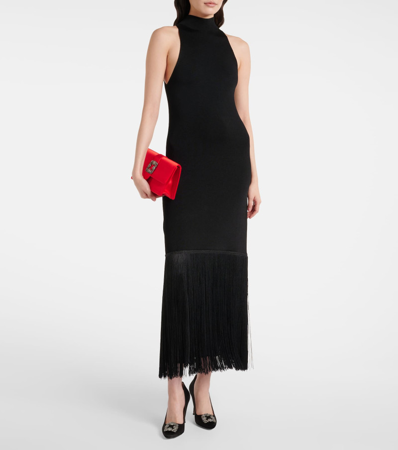 Manolo Blahnik Capri embellished satin clutch outlook