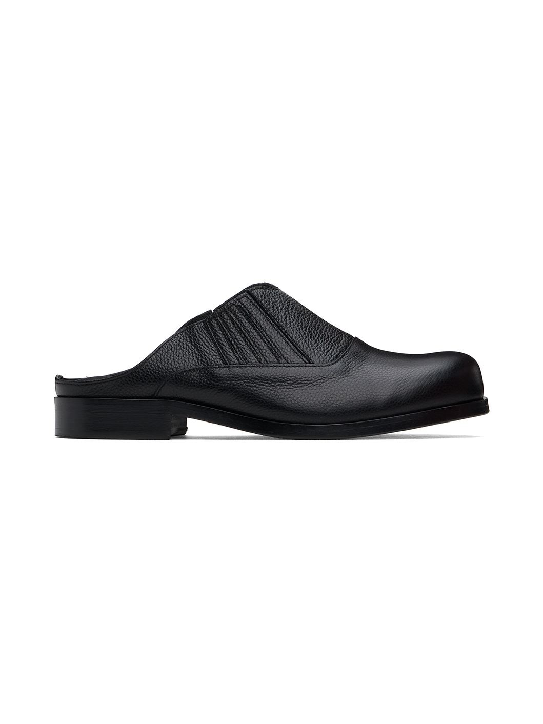 SSENSE Exclusive Black Grainy Leather Mules - 1