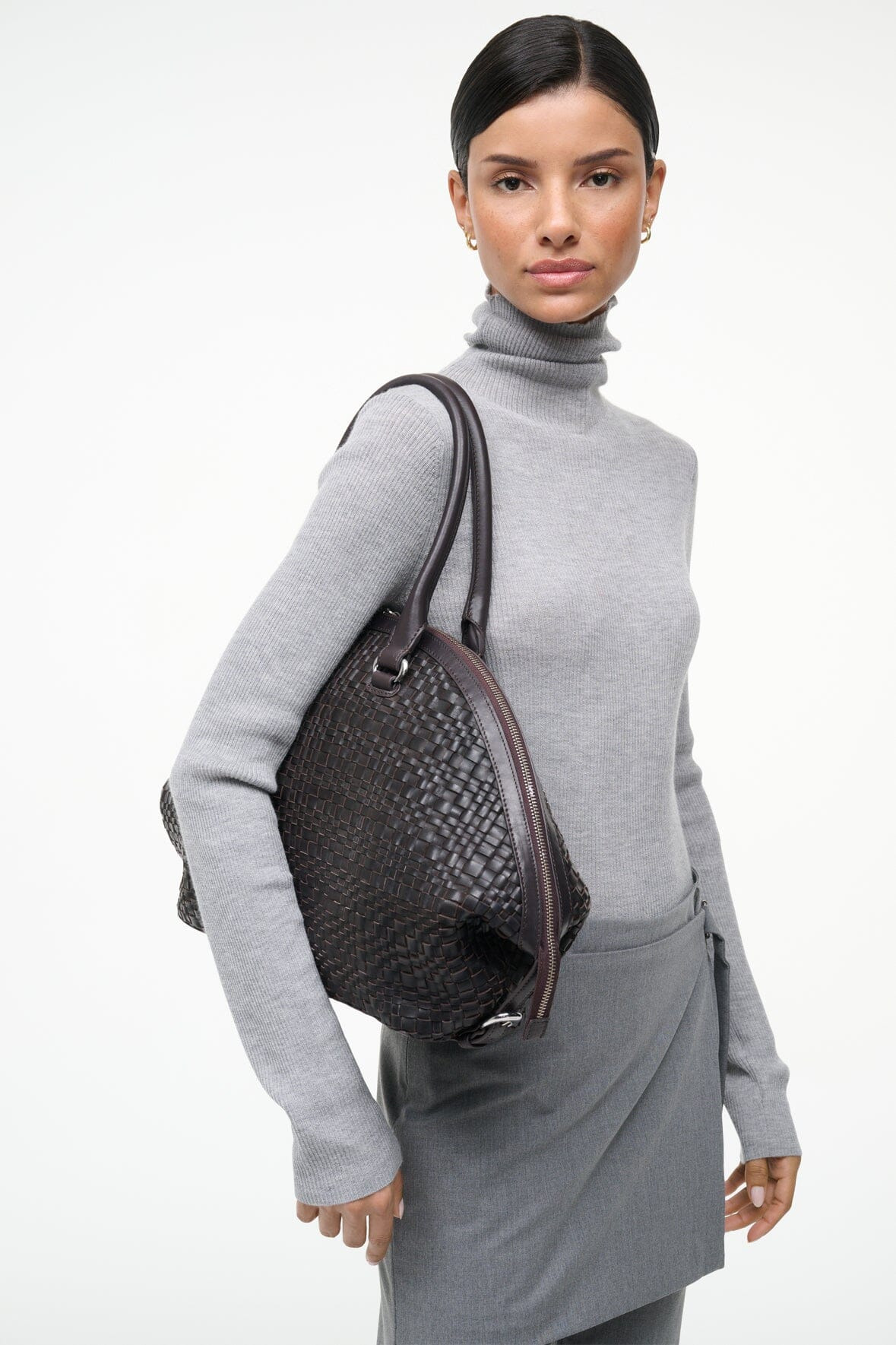 STAUD HESTER SATCHEL ESPRESSO WOVEN - 4