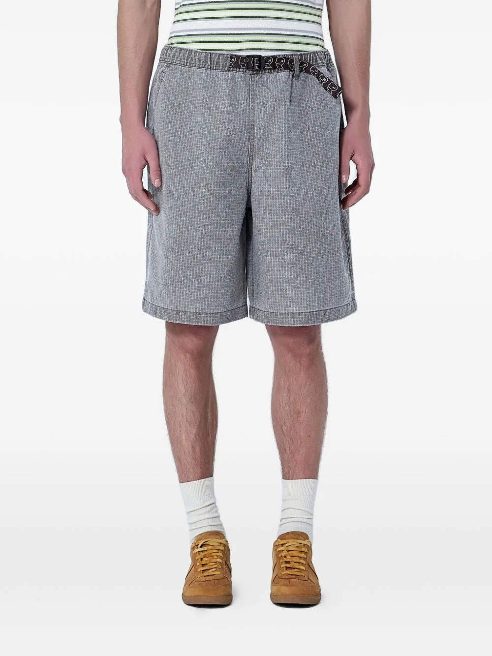 belted cotton shorts - 1