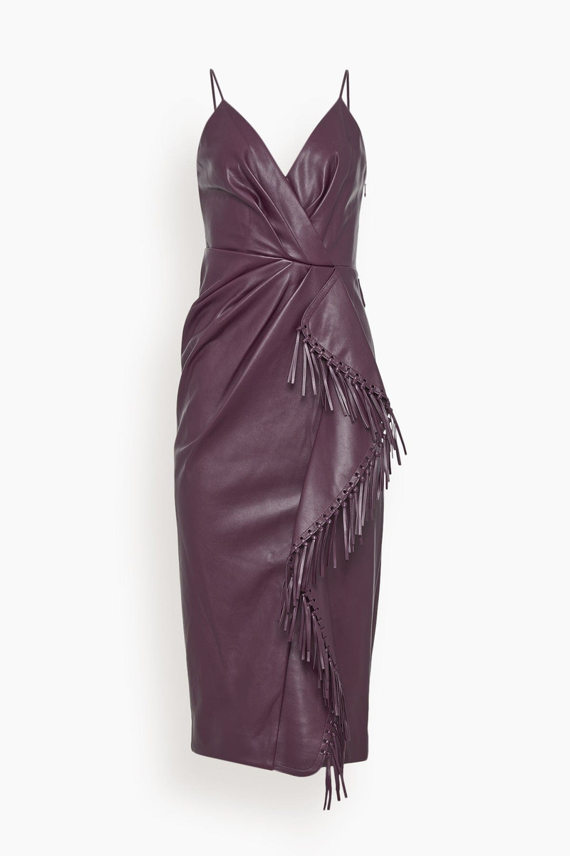 Carlee Fringe Midi Dress in Plum 1