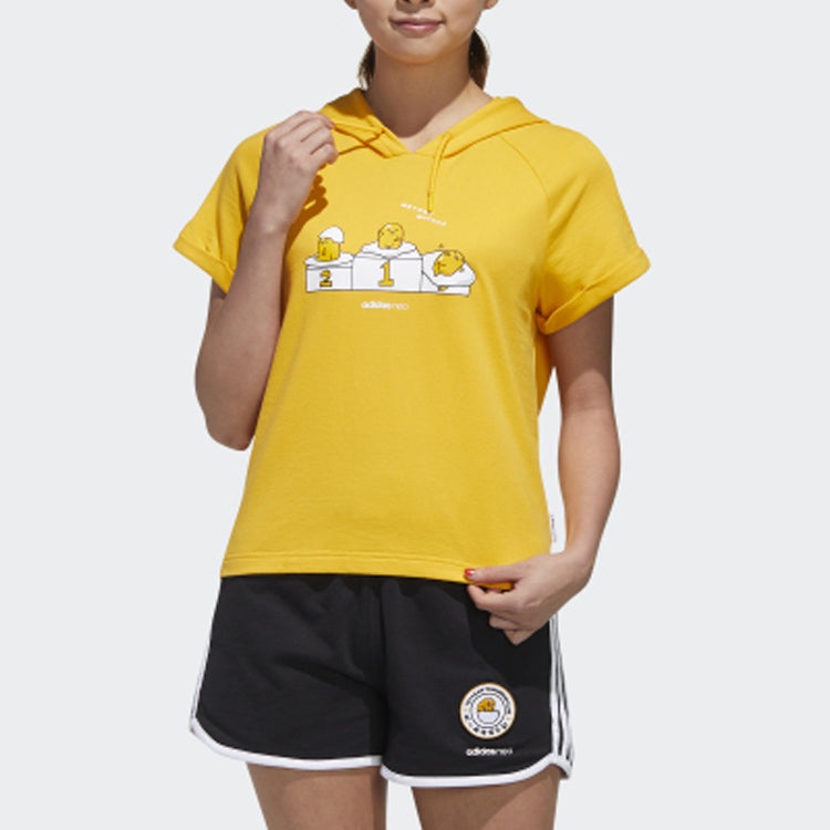 (WMNS) adidas neo GDTM SS HDY Yellow Crossover Sports Hooded Pullover Short Sleeve Yellow T-Shirt GL - 3