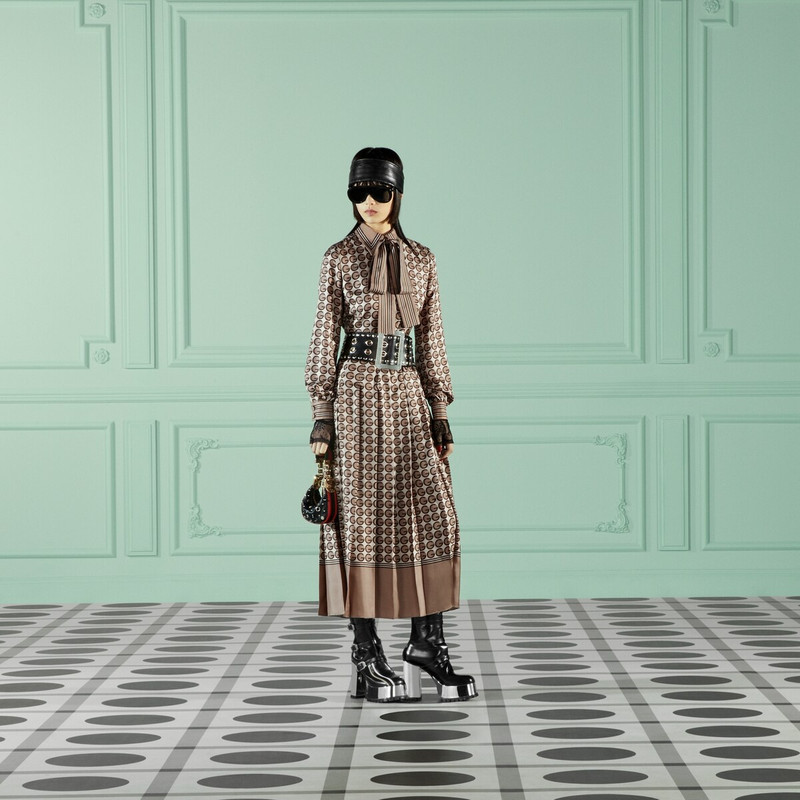 GUCCI Round G print silk dress outlook
