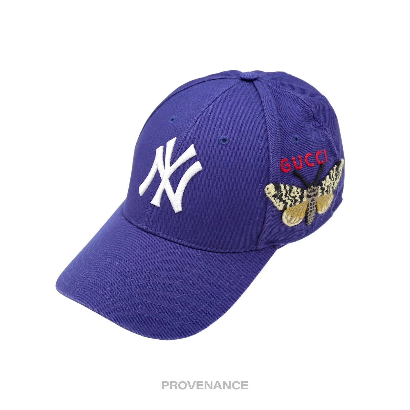 Gucci x NY Yankees Embroidered Hat Cap - Blue with Moth - 1