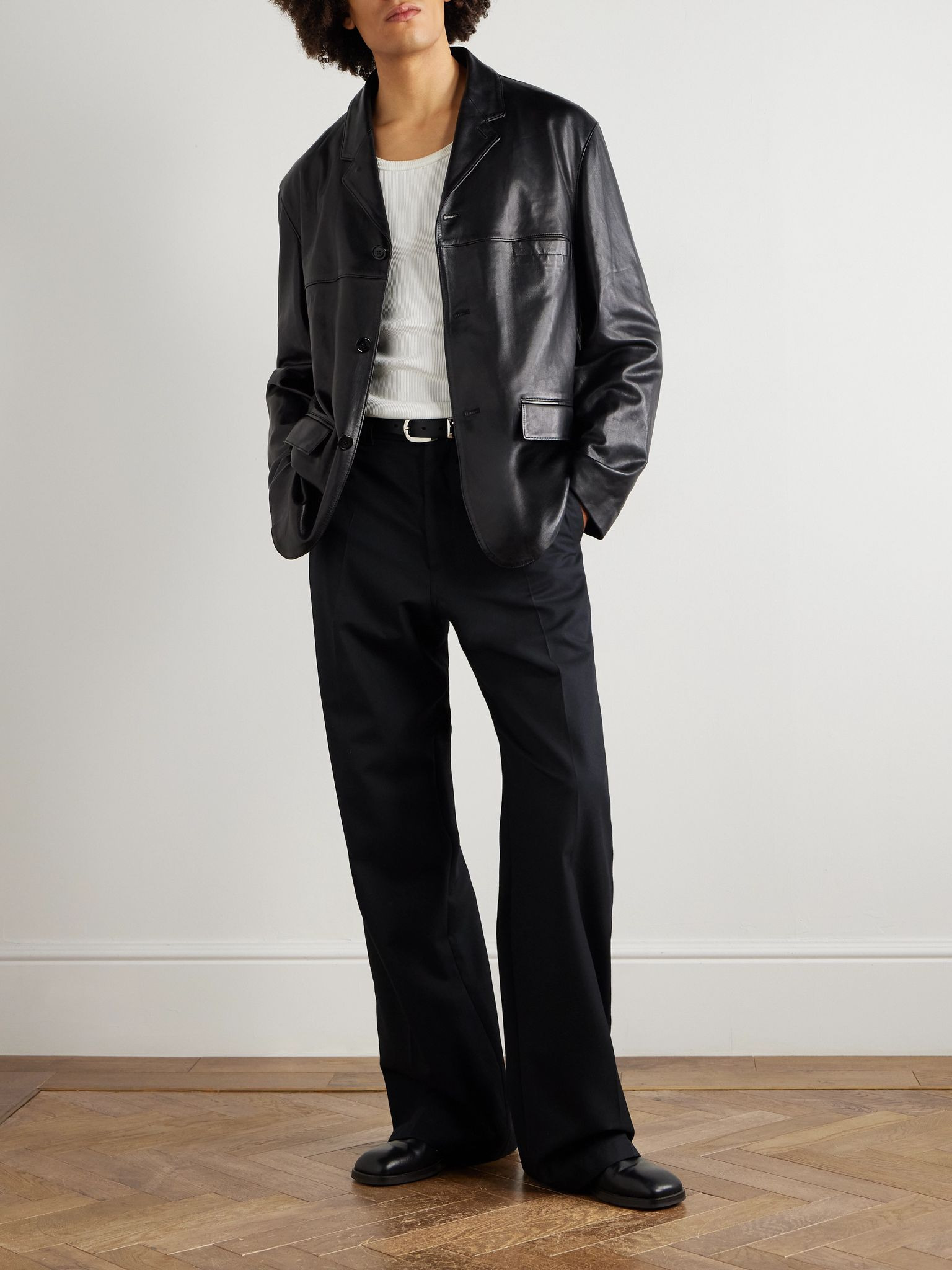 Wide-Leg Wool-Twill Suit Trousers Navy - 2