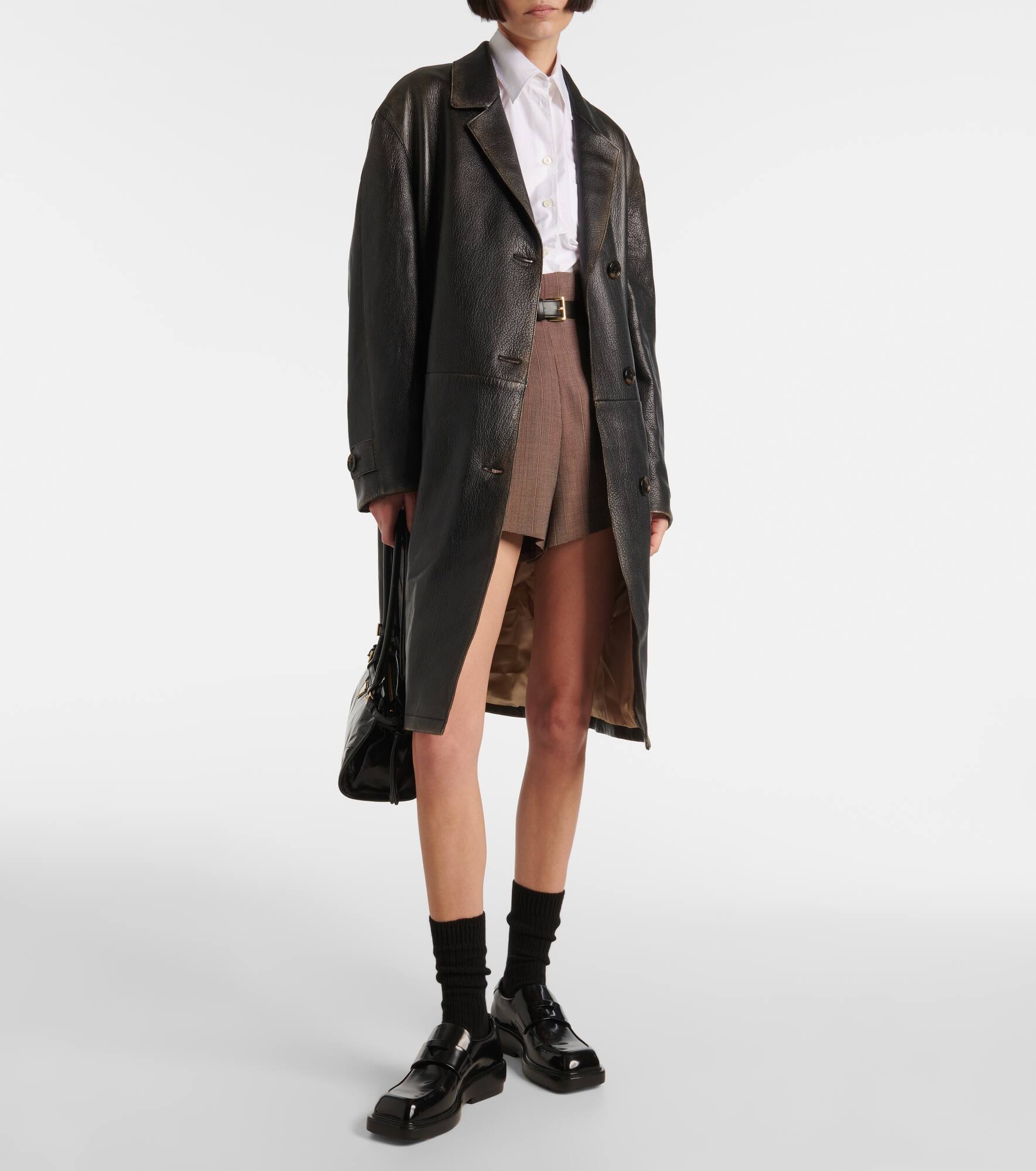 Leather wrap coat - 4