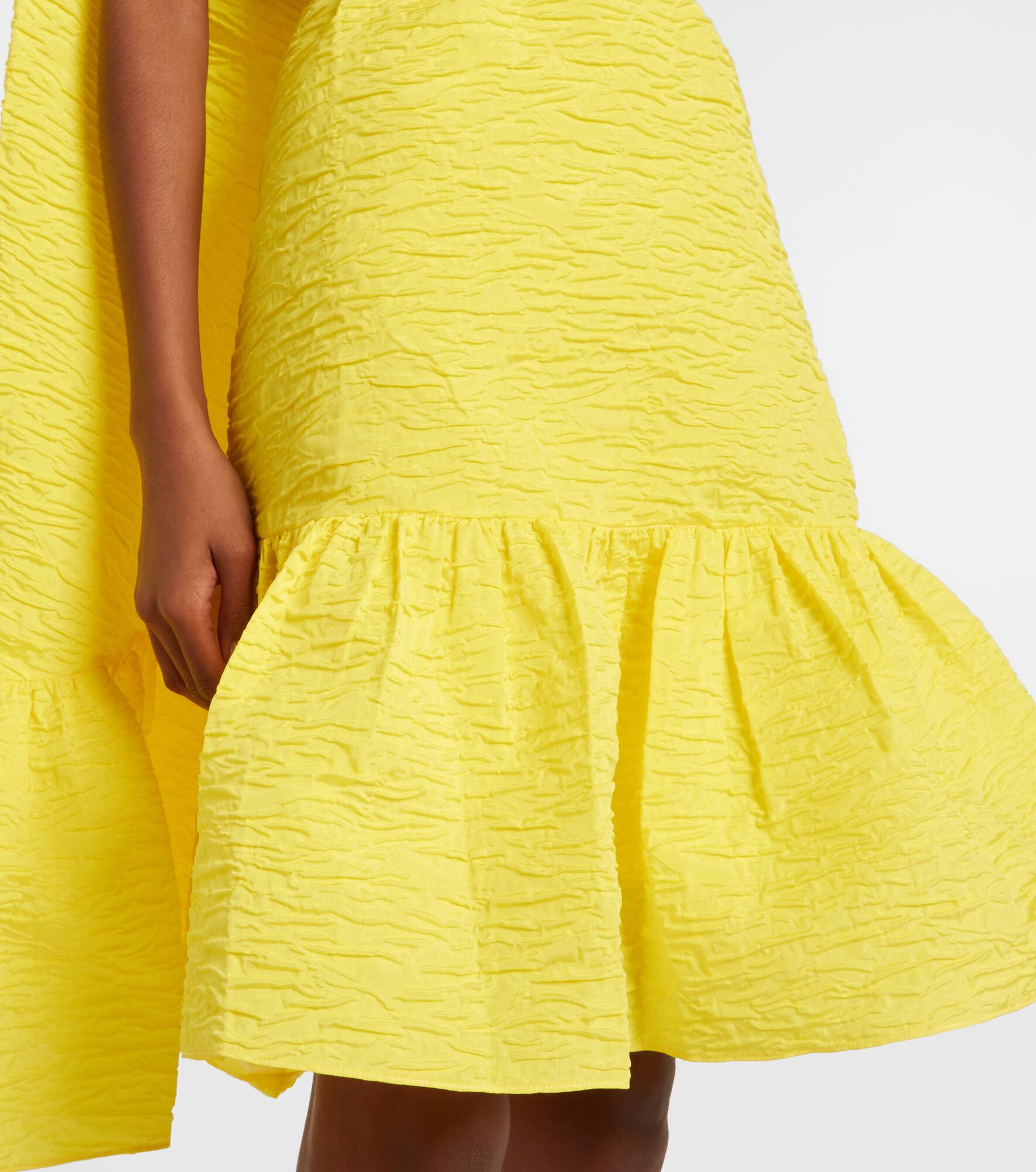 Elia caped ruffled cloque minidress - 5