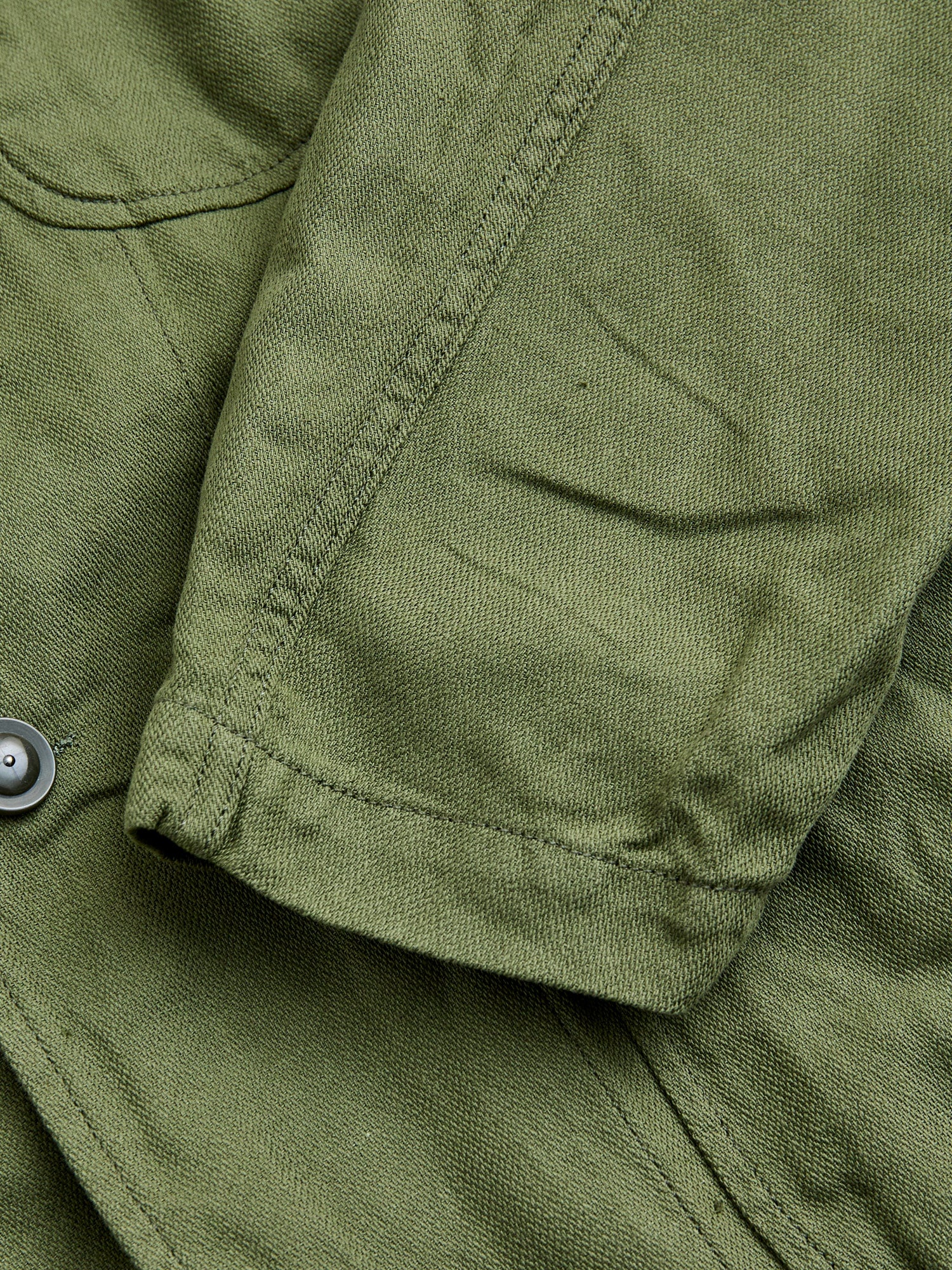 Bedford Jacket in Olive Cotton Hemp Satin - 9