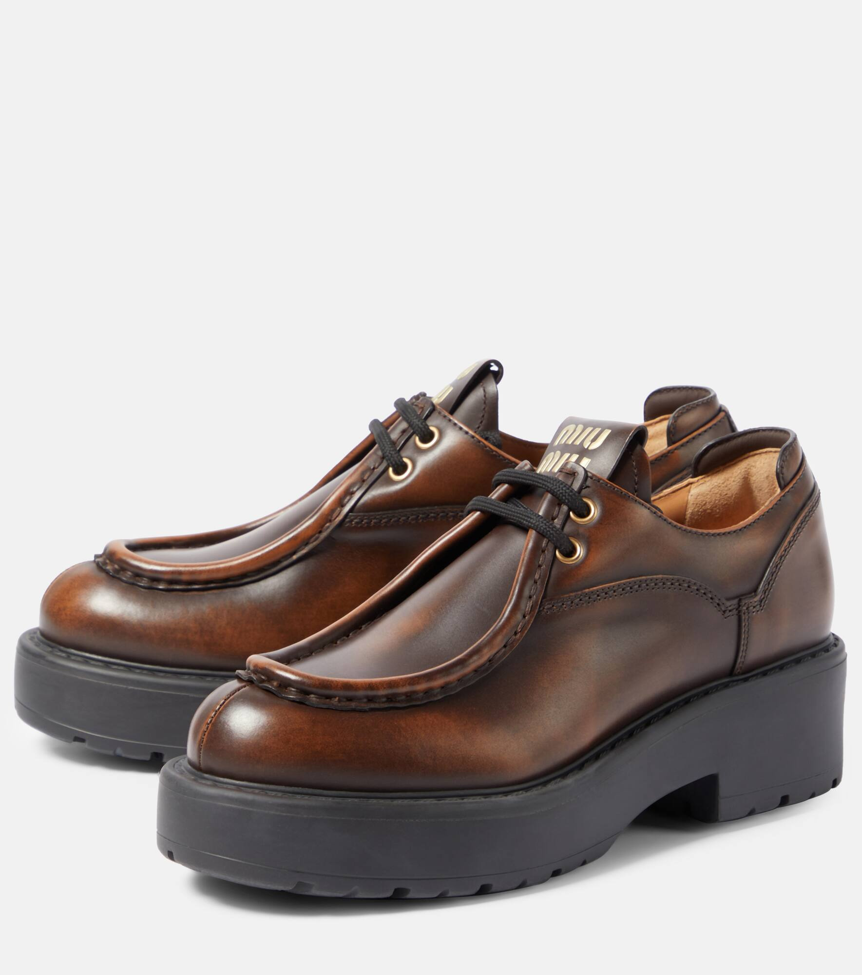 Leather platform brogues - 5