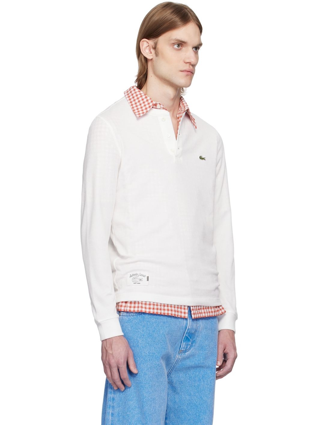 White Waffle-Knit Henley - 2