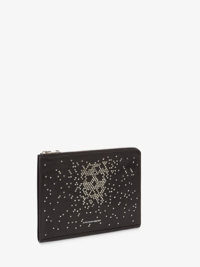 Alexander McQueen Studded Small Zip Leather Document Holder in Black outlook