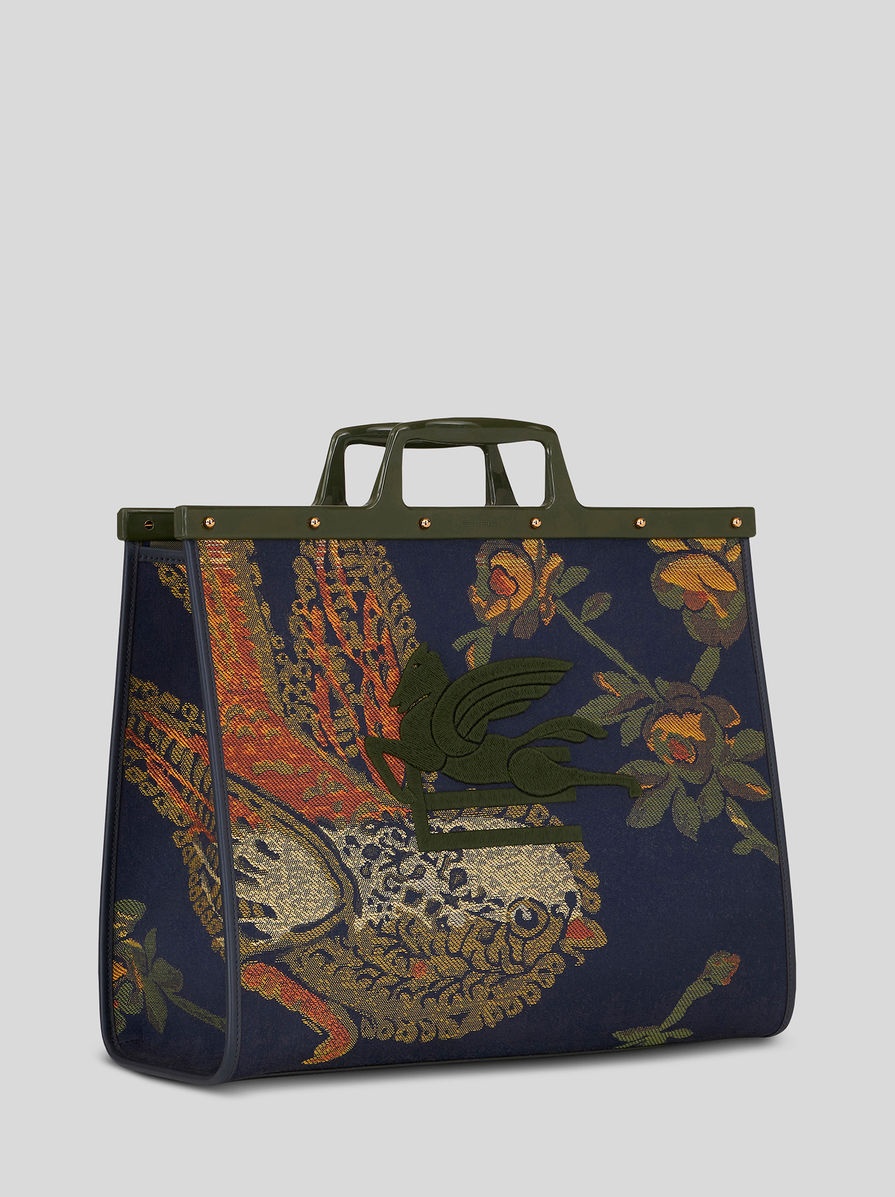 LARGE JACQUARD LOVE TROTTER BAG WITH BIRDS ALL OVER - 5