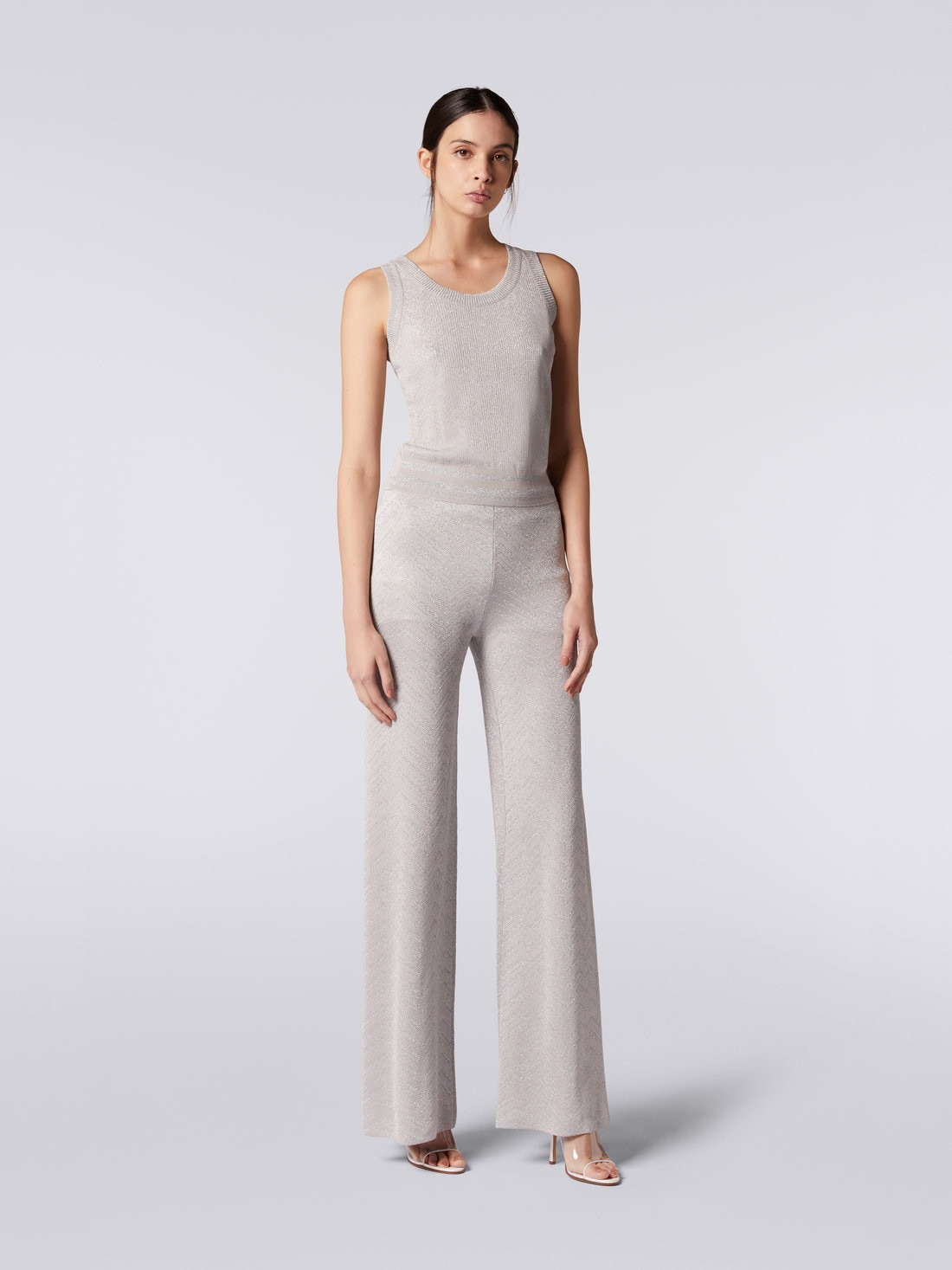 Flared trousers with chevron and Lurex sections - 2