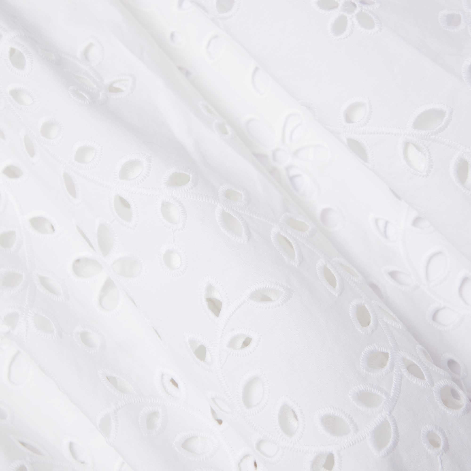 White Cotton Embroidered Midi Skirt - 5