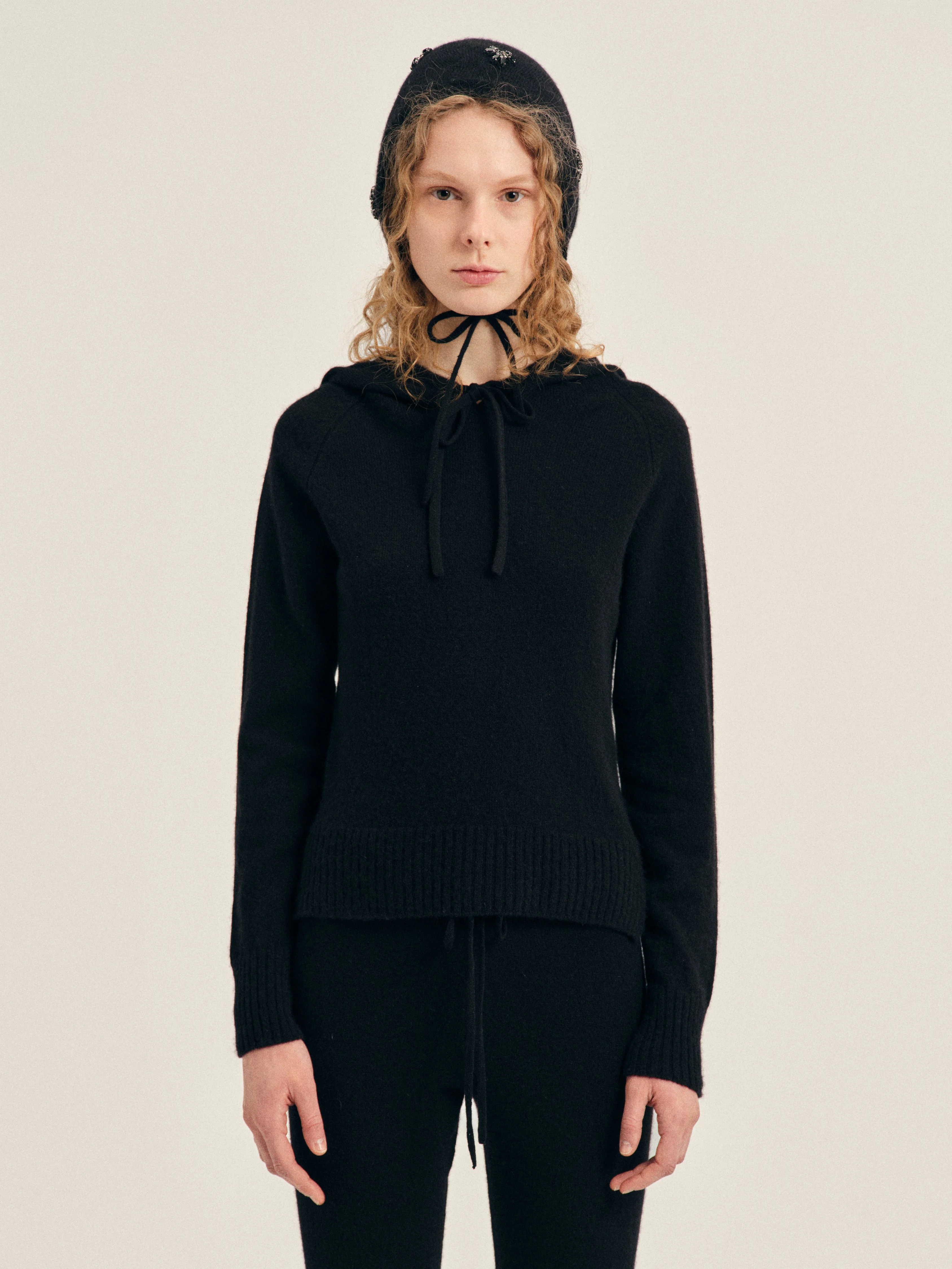 Turbo Embellished Relaxed Cashmere Hoodie - 1