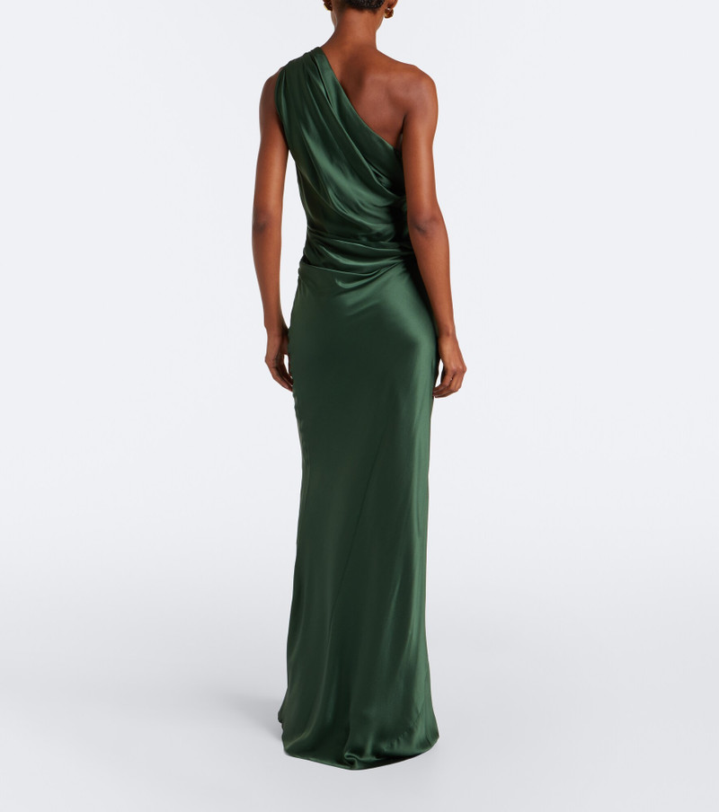 Draped one-shoulder silk satin gown 6