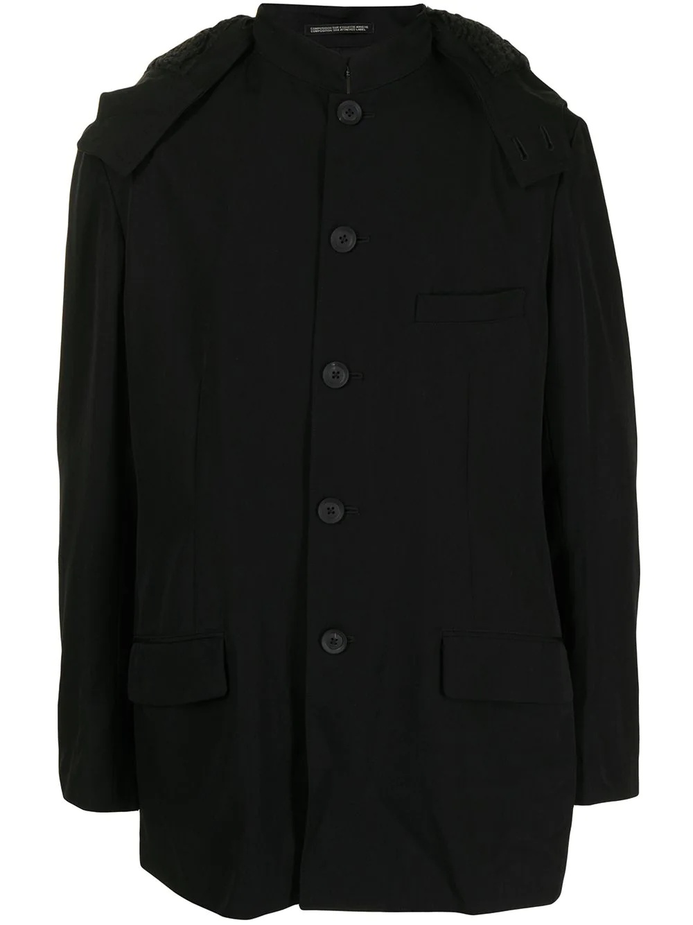 hooded button-down coat - 1