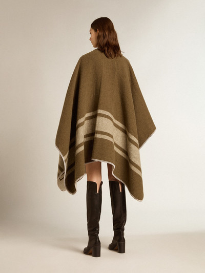 Golden Goose Double-sided cape in military-green wool blend outlook