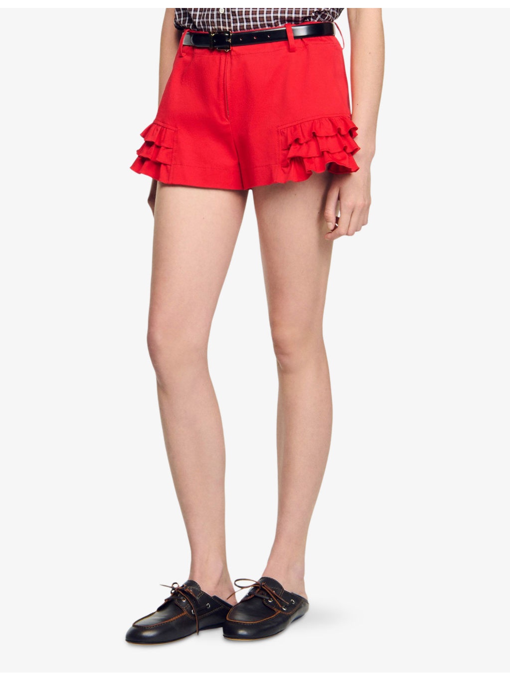 Zip-Up Ruffle-Hem Stretch-Cotton Shorts - 3