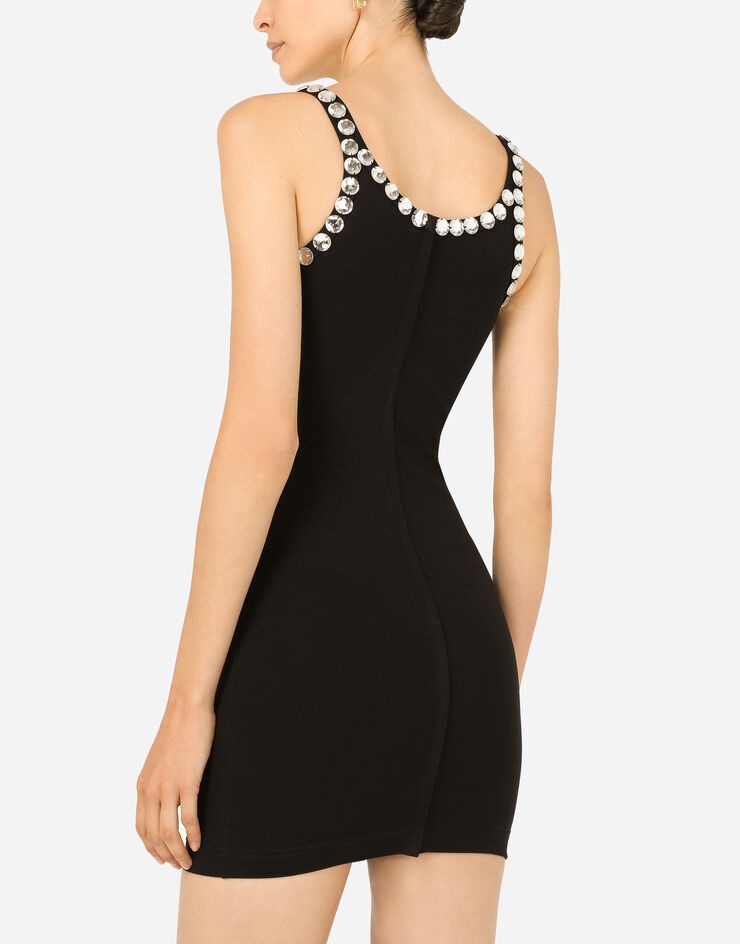 Short jersey dress with crystal-embellished DG detailing - 5