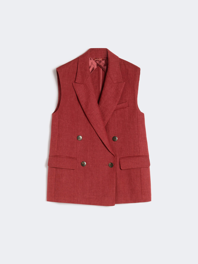 AIA Linen twill gilet - BRICK RED 1