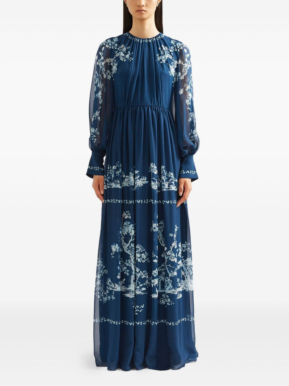 long-sleeve print gown - 2