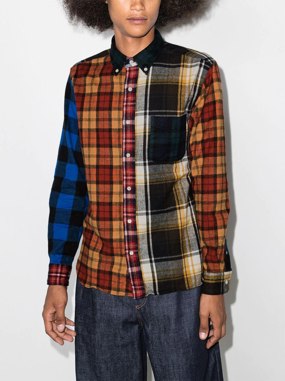 patchwork checked shirt - 2