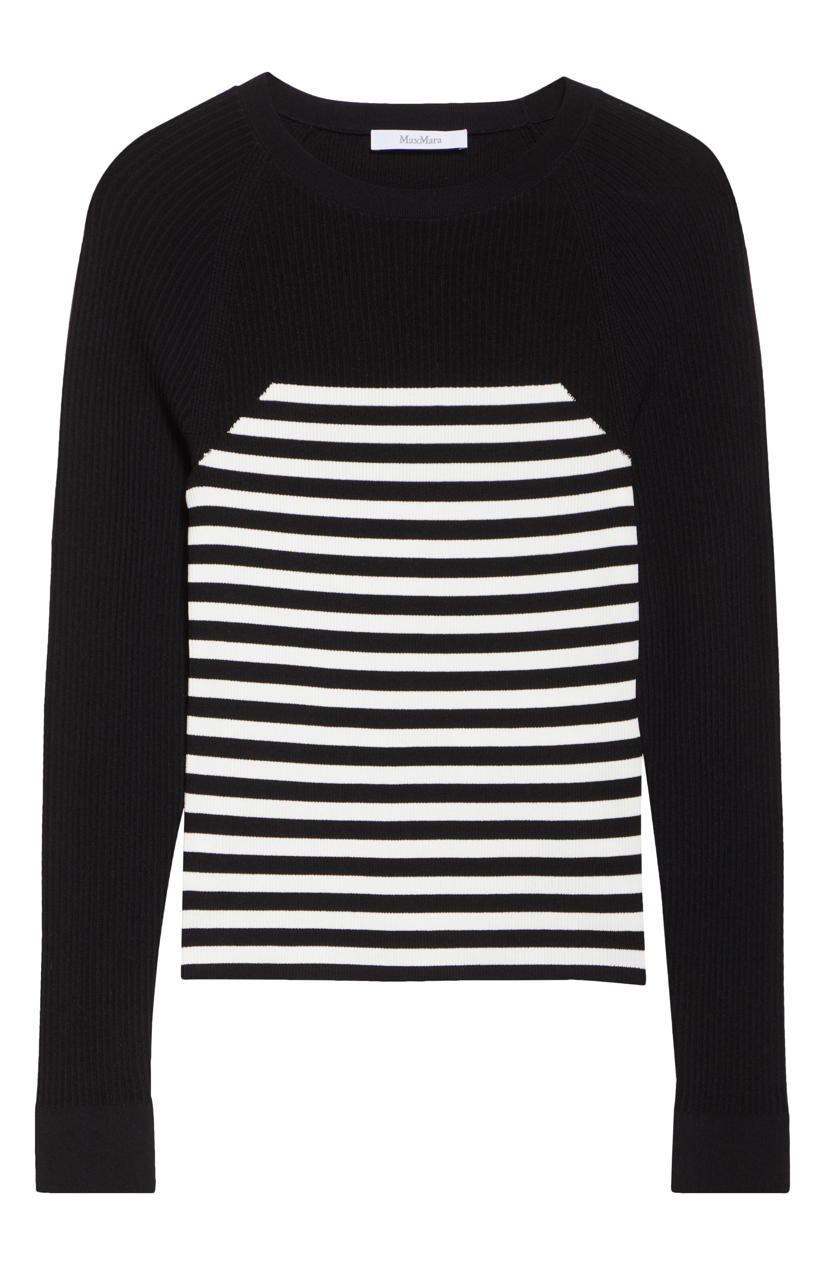 Max Mara Braies Stripe Bodice Rib Sweater in Black at Nordstrom - 5