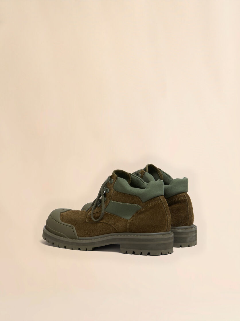 GREEN SUEDE PATCHY COMBAT BOOT - 3