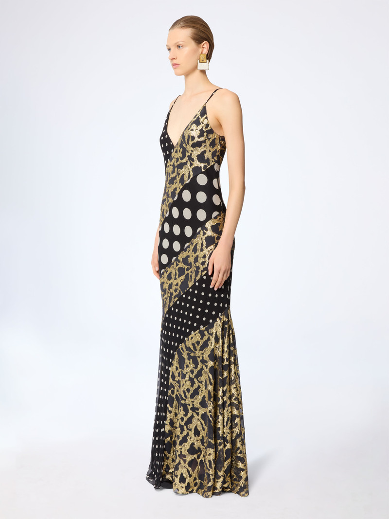 NINA RICCI Marbled Gold Satin Dress outlook