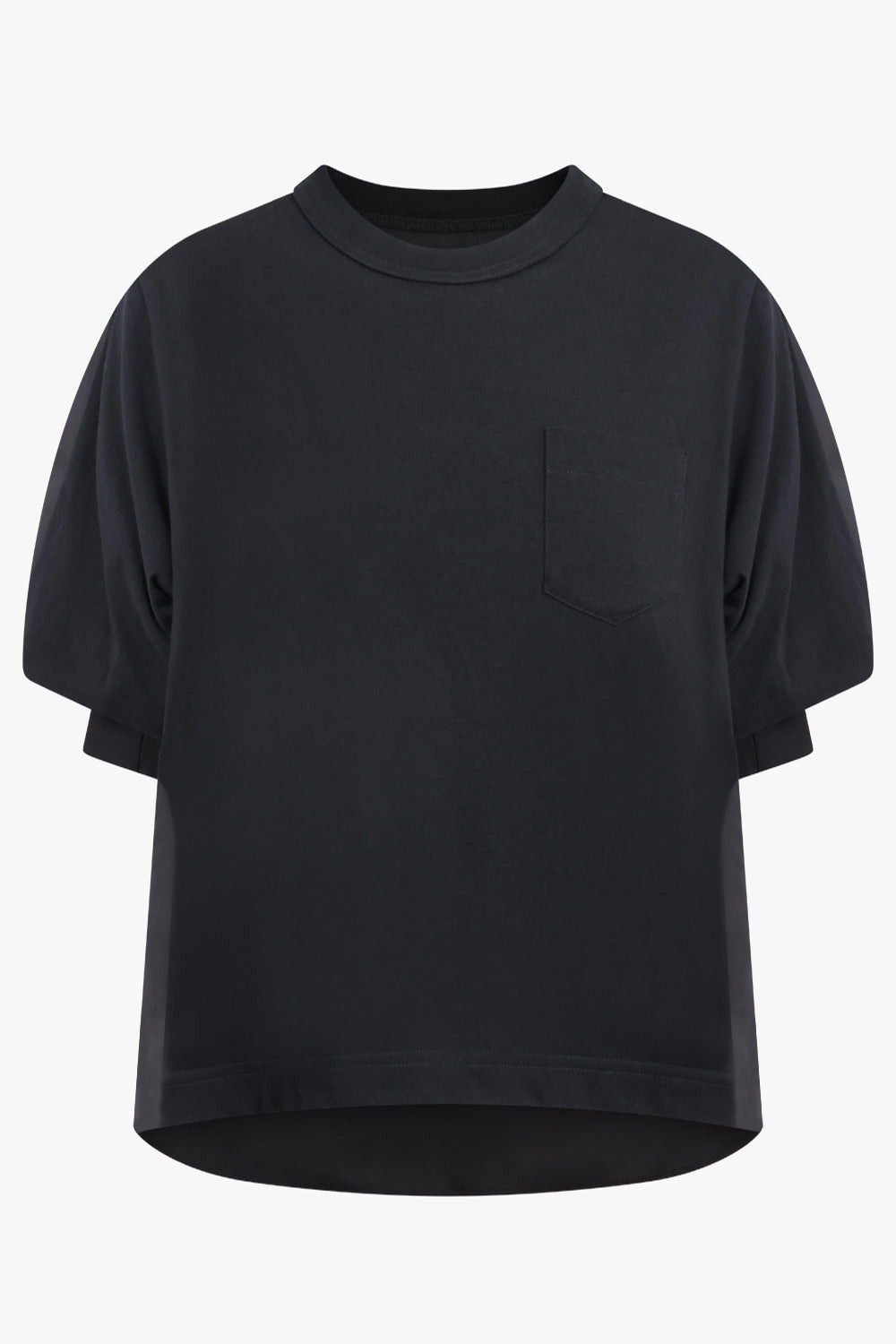 COTTON POPLIN X COTTON JERSEY T-SHIRT | BLACK - 1