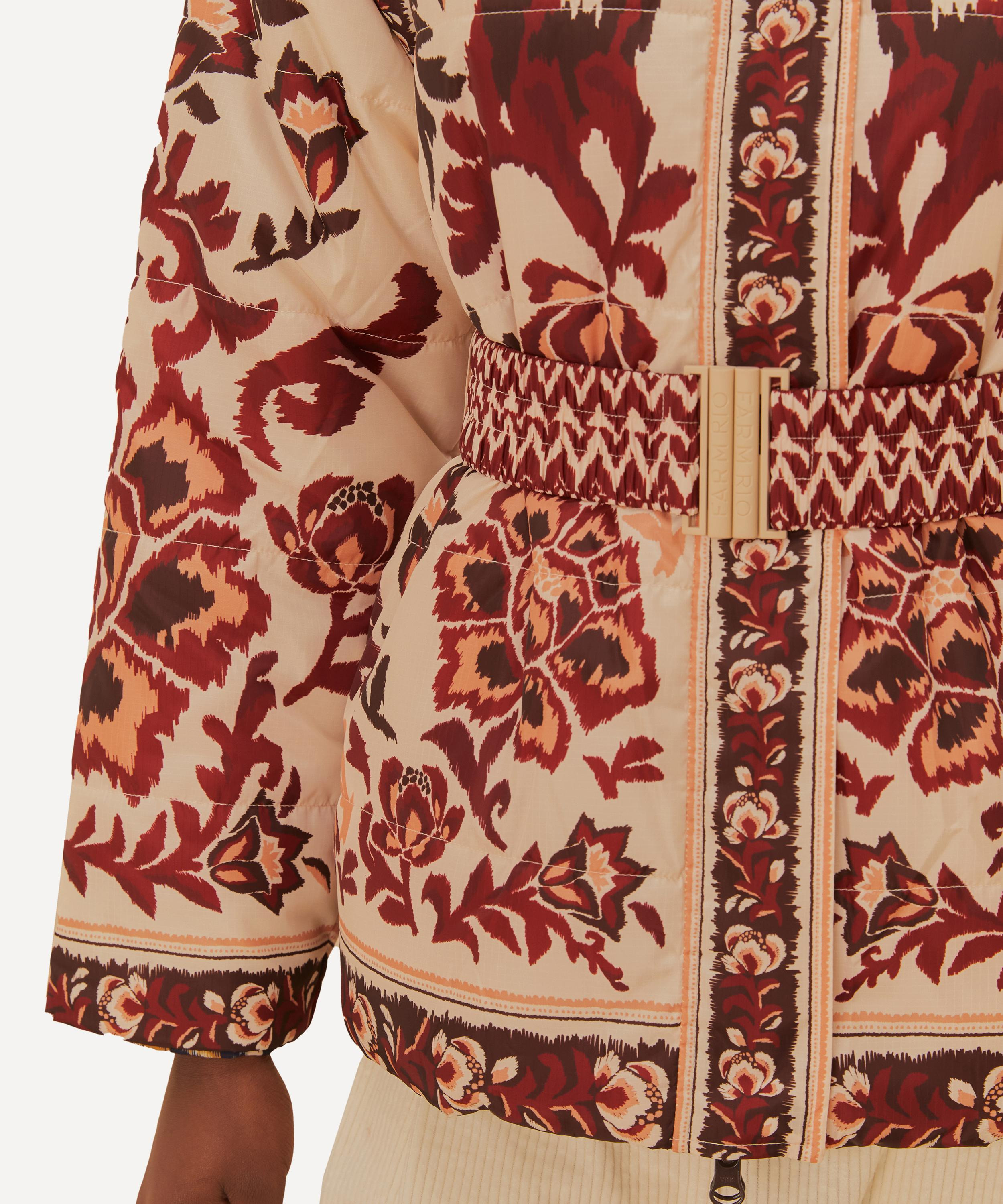 Cream Toucans Scarf Reversible Puffer Jacket - 7