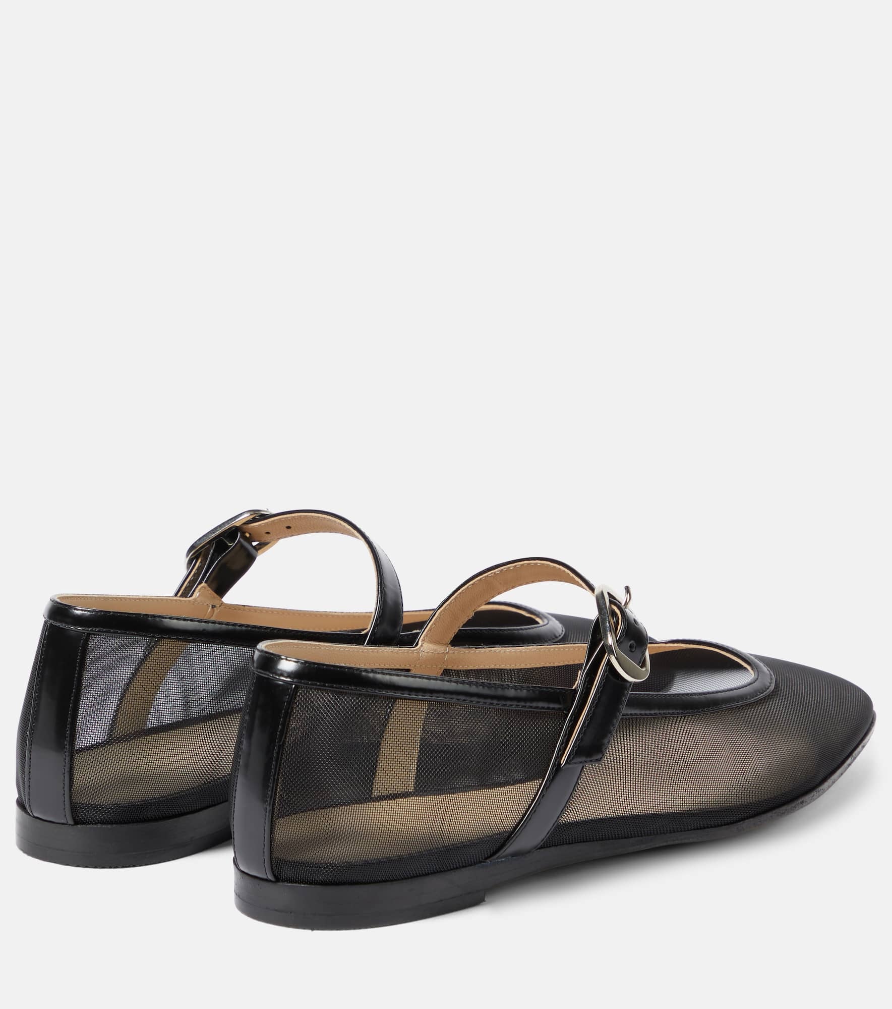 Patent leather-trimmed mesh flats - 3