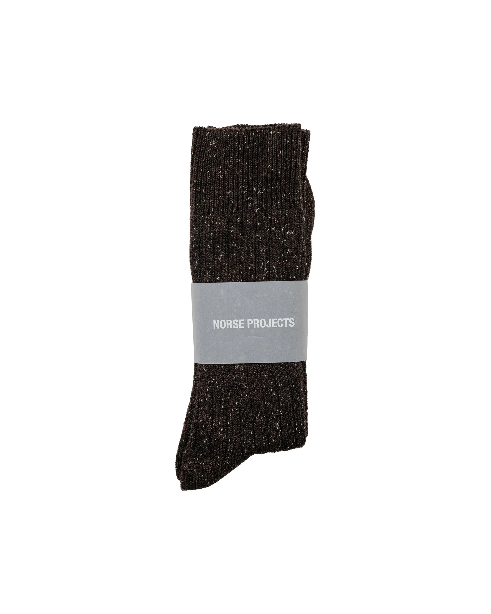 Bykle Neps Wool Rib Sock Seal Brown - 1
