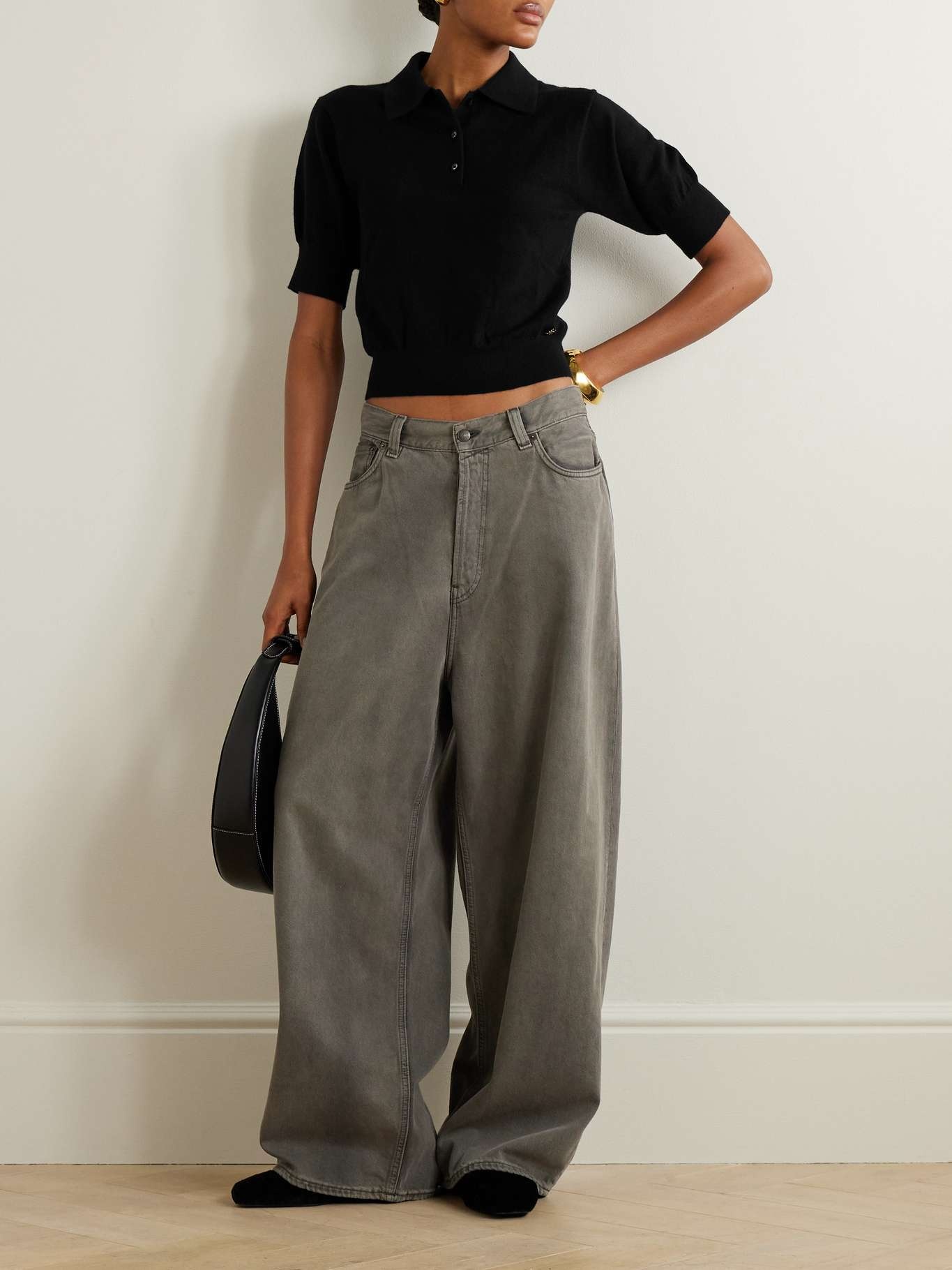 Journey embellished cashmere polo shirt Black - 2