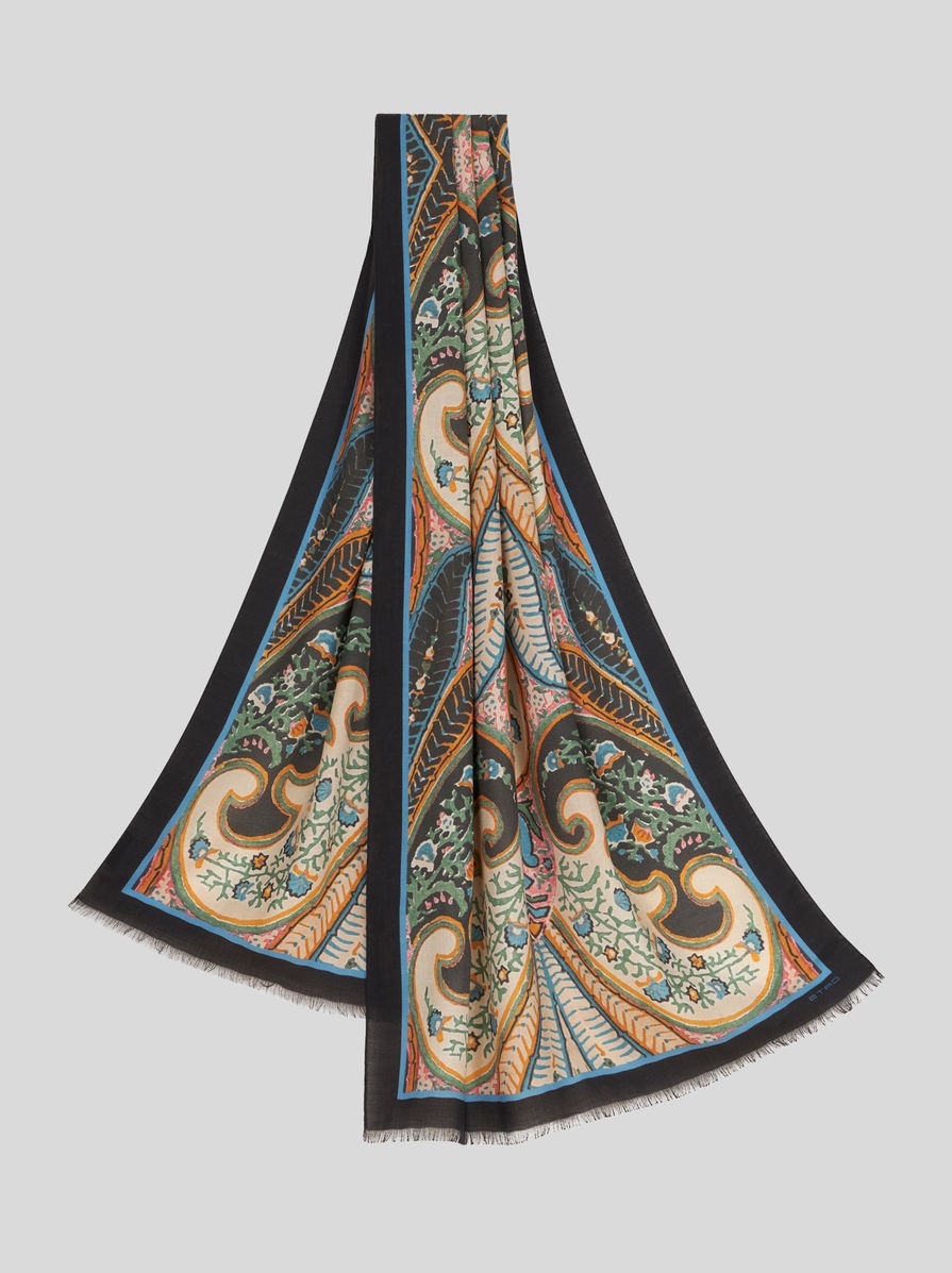 PRINTED SILK AND CASHMERE SCARF - 1