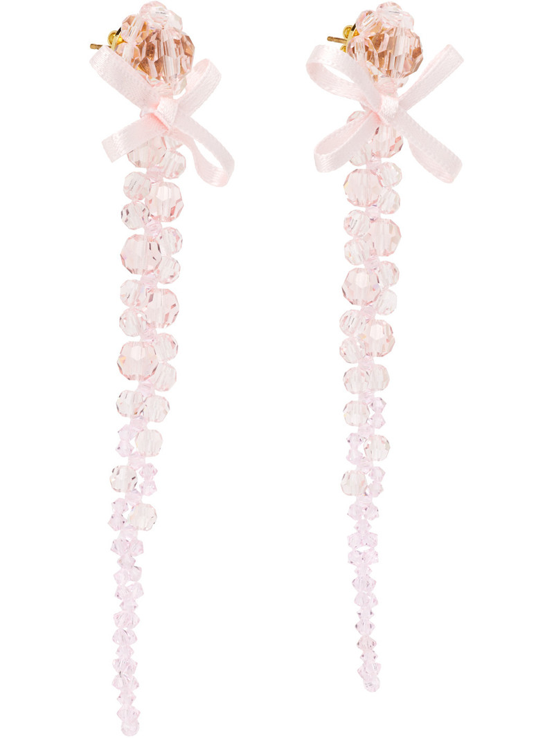 Simone Rocha Petite Bow Drip Crystal Earrings outlook