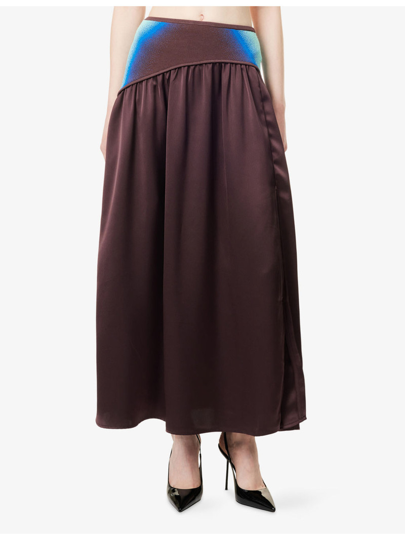 Ayu Asymmetric-Waistband Woven Maxi Skirt 3