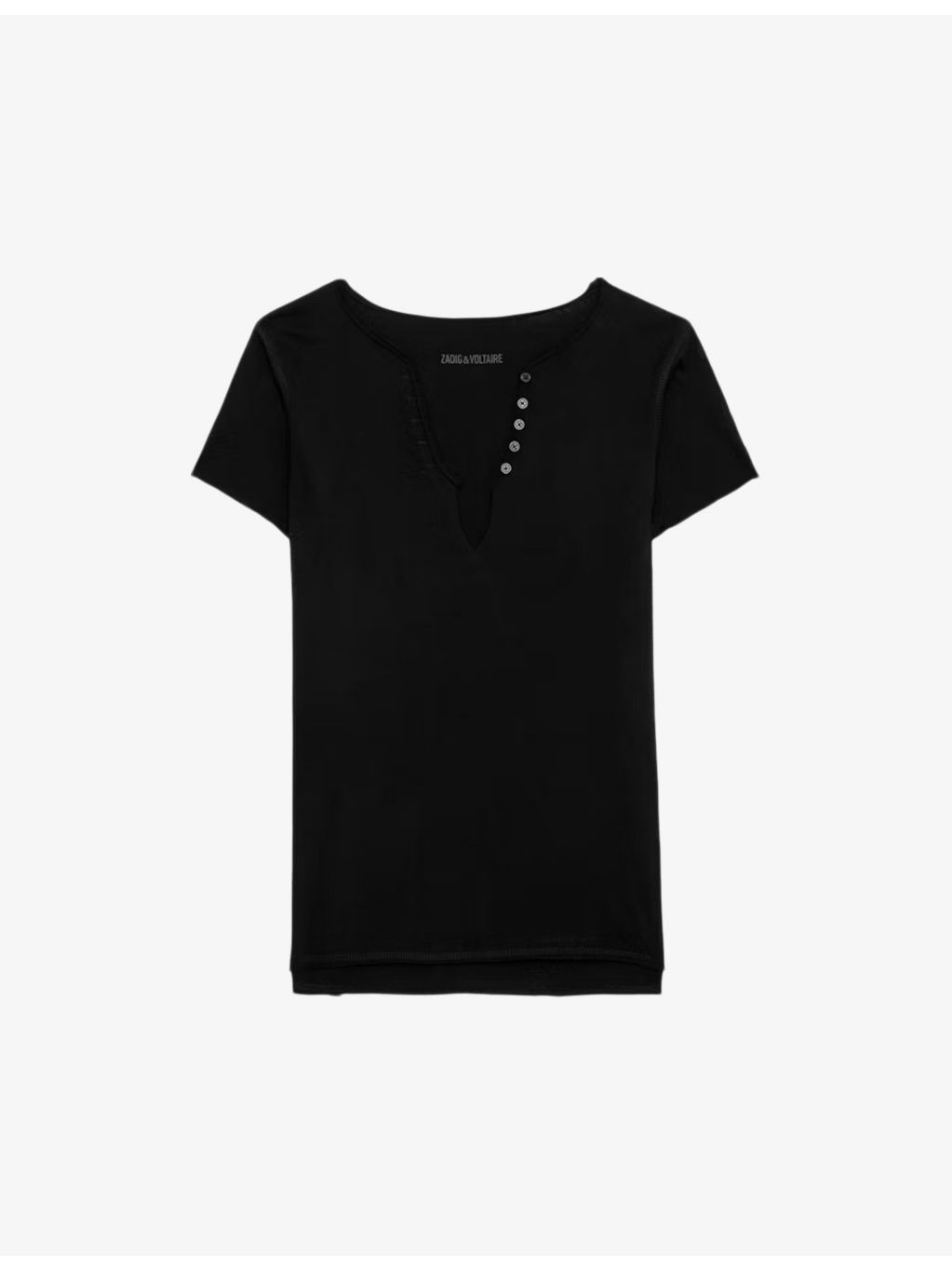 Regular-fit button-neck cotton T-shirt - 1