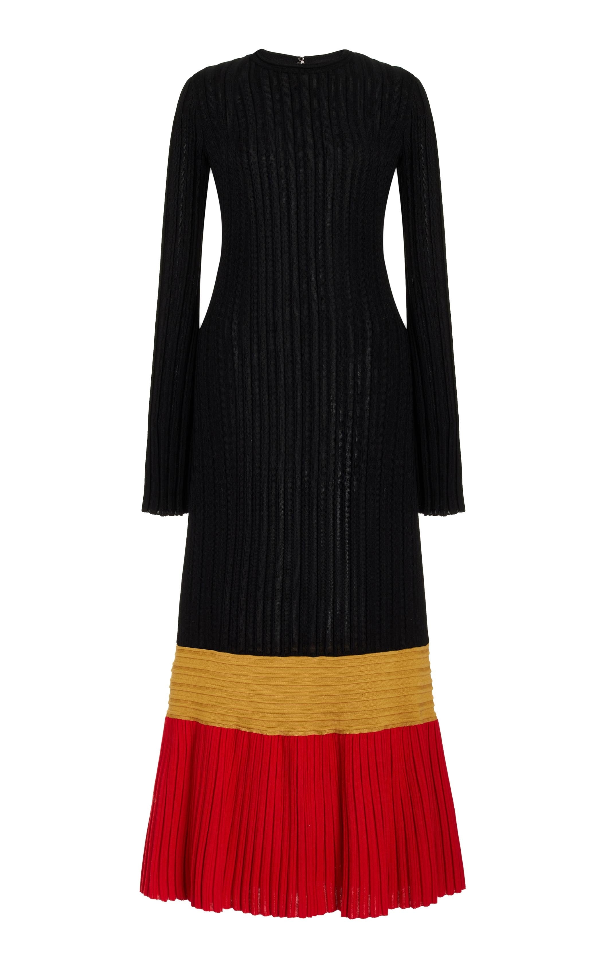 Fiona Dress in Black Colorblock Silk Cashmere - 1
