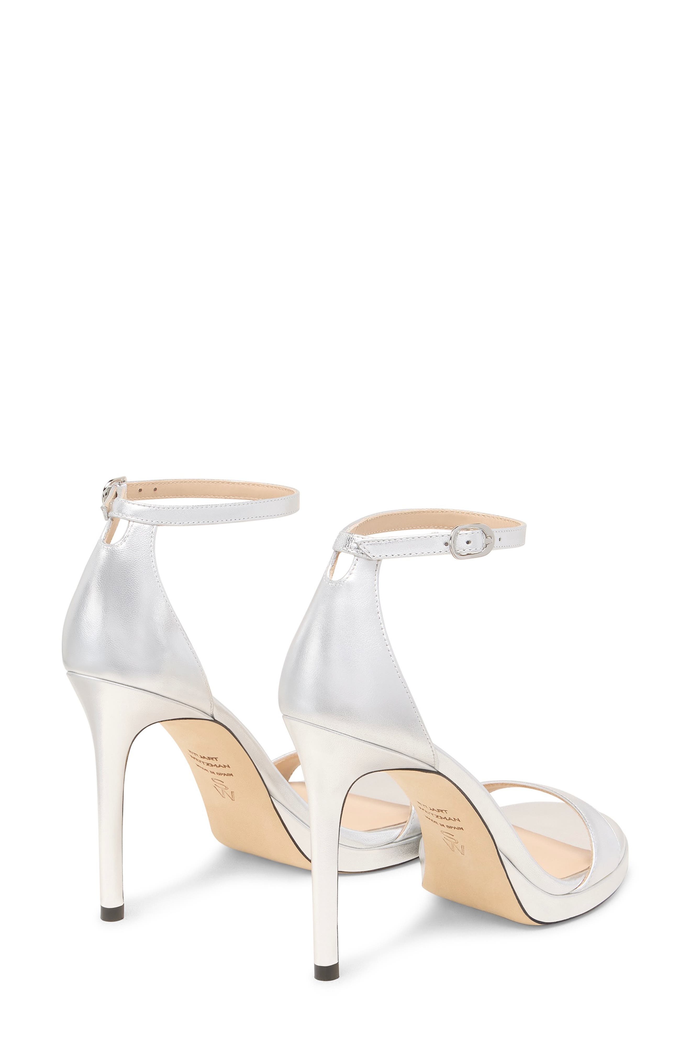 Stuart Weitzman Nudist Platform Sandal in Silver at Nordstrom - 2