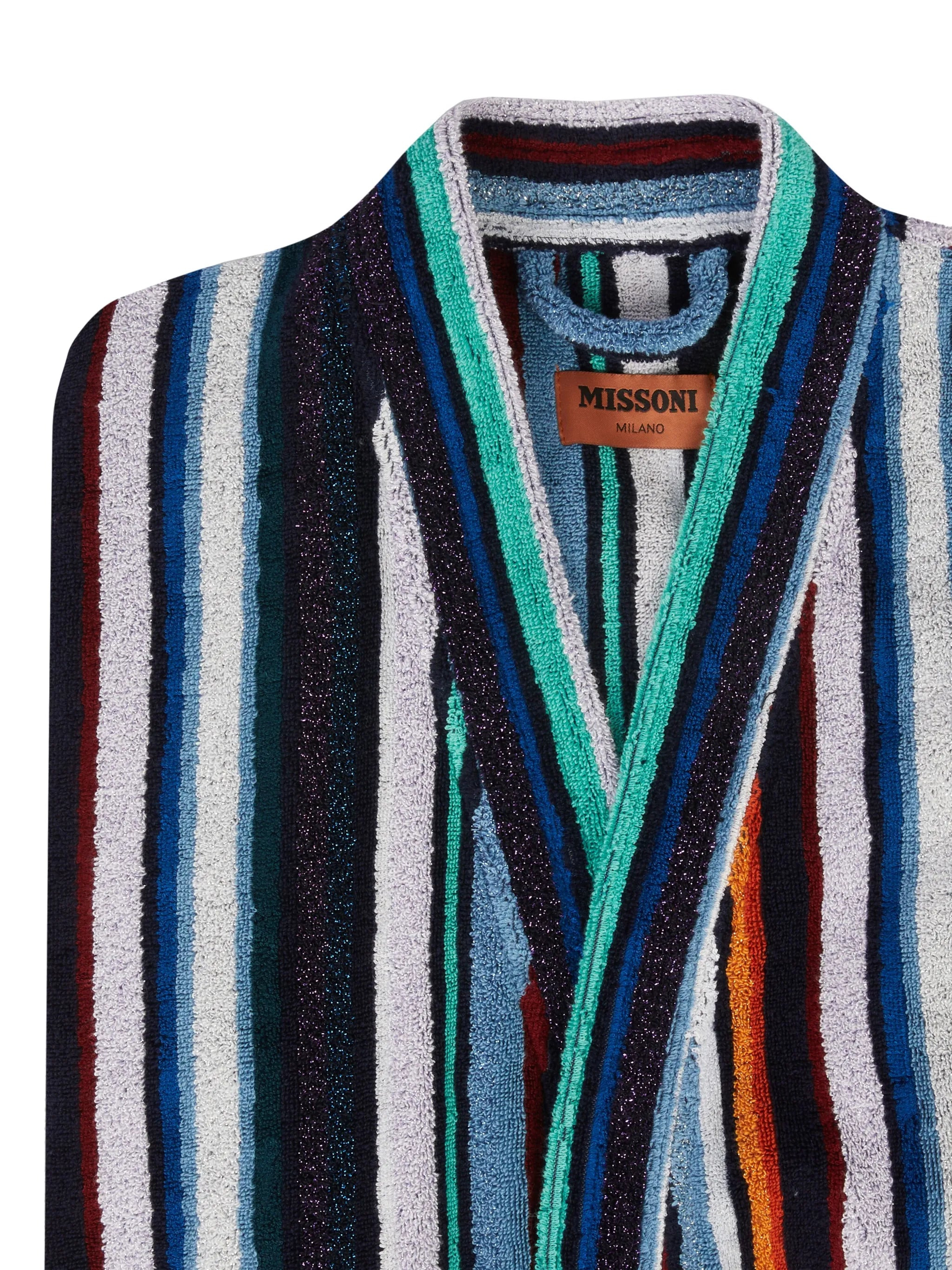 stripe-pattern cotton bathrobe - 2