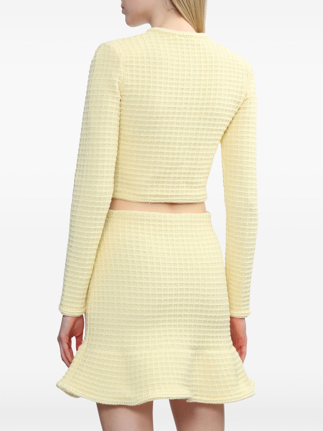 Yellow Textured Knit Jacket - 4